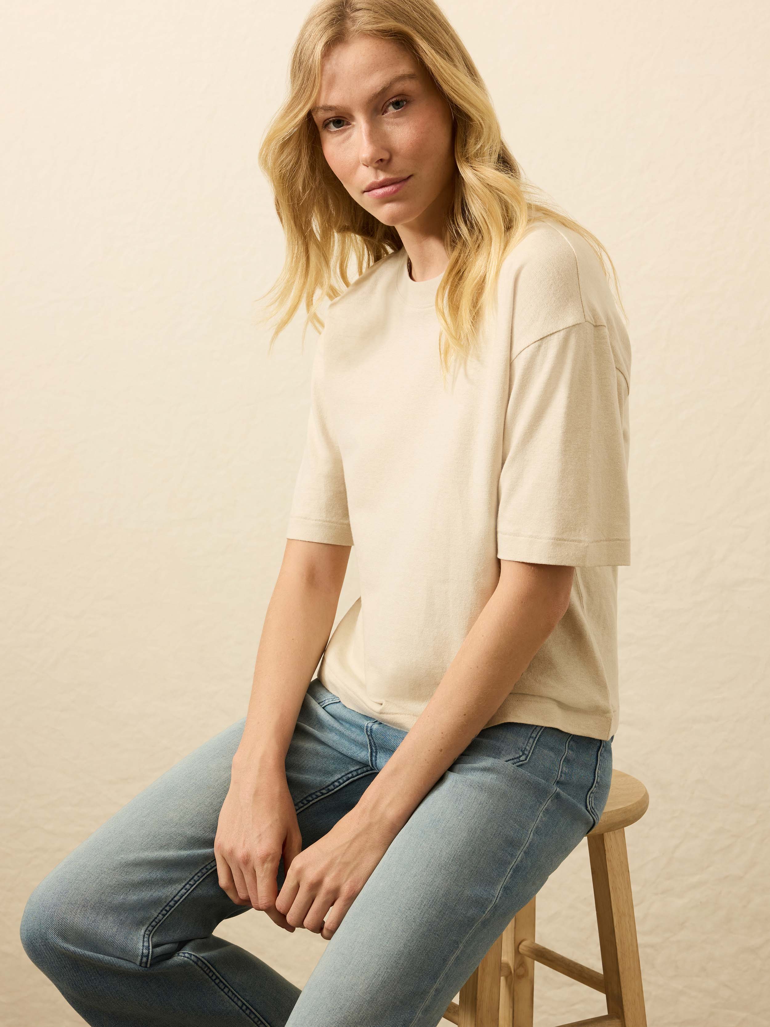 Hemp Blend Vintage Tee - Natural