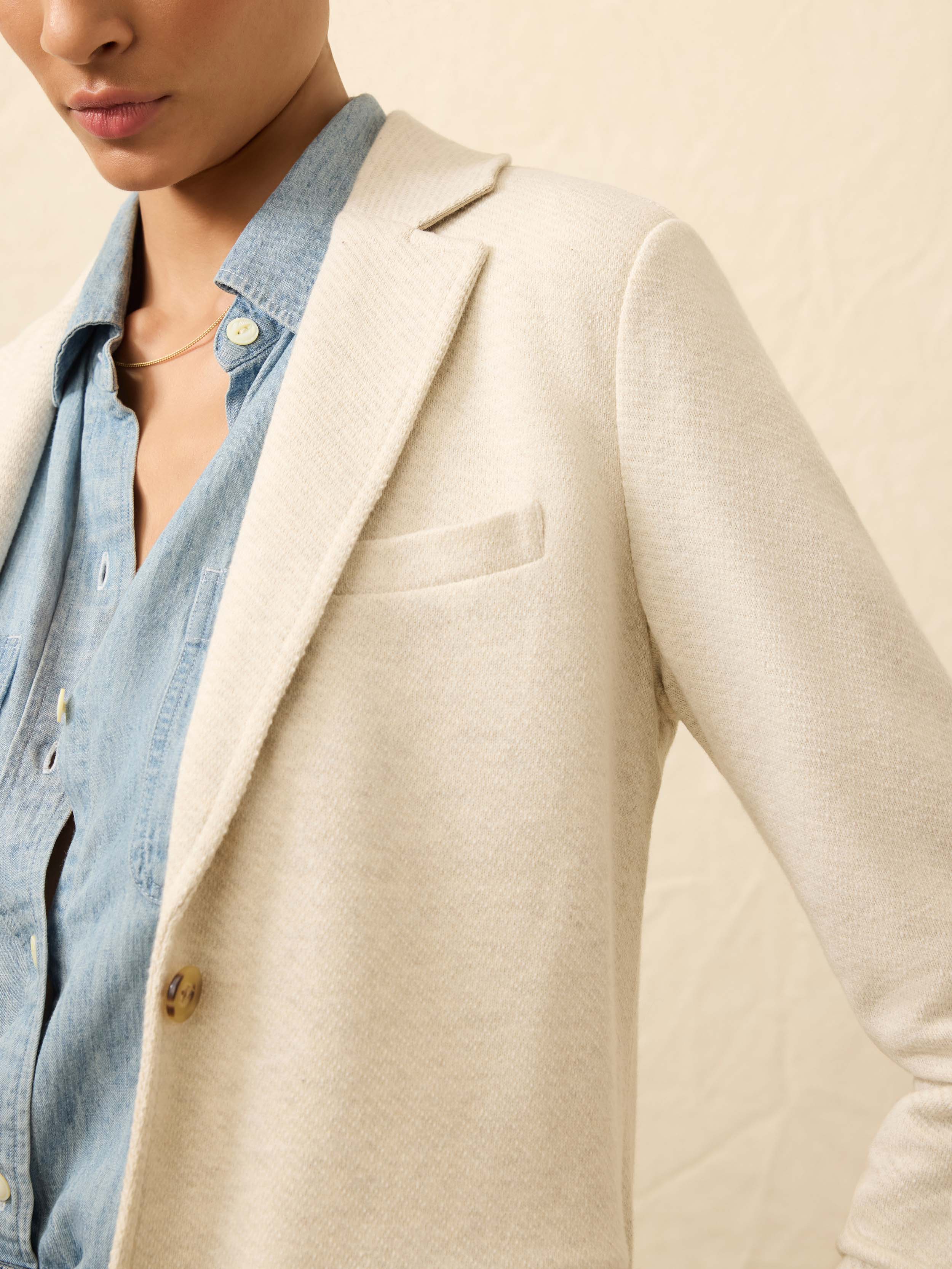 Inlet Knit Blazer - Light Oatmeal Melange