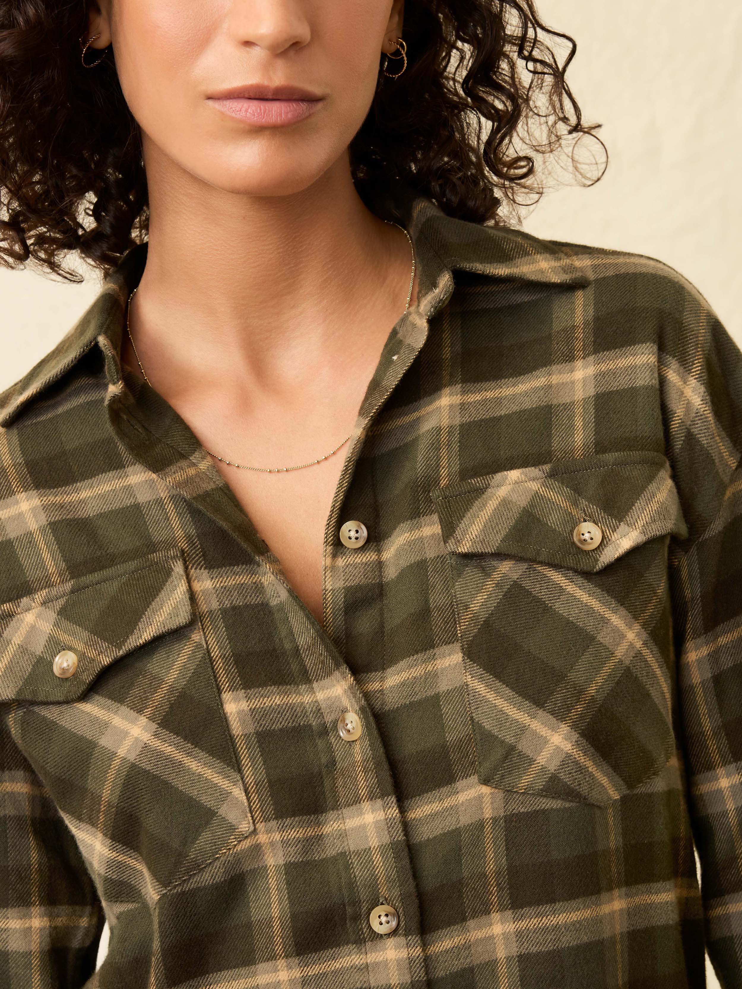 Nazare Flannel Overshirt - Garret Verde Plaid