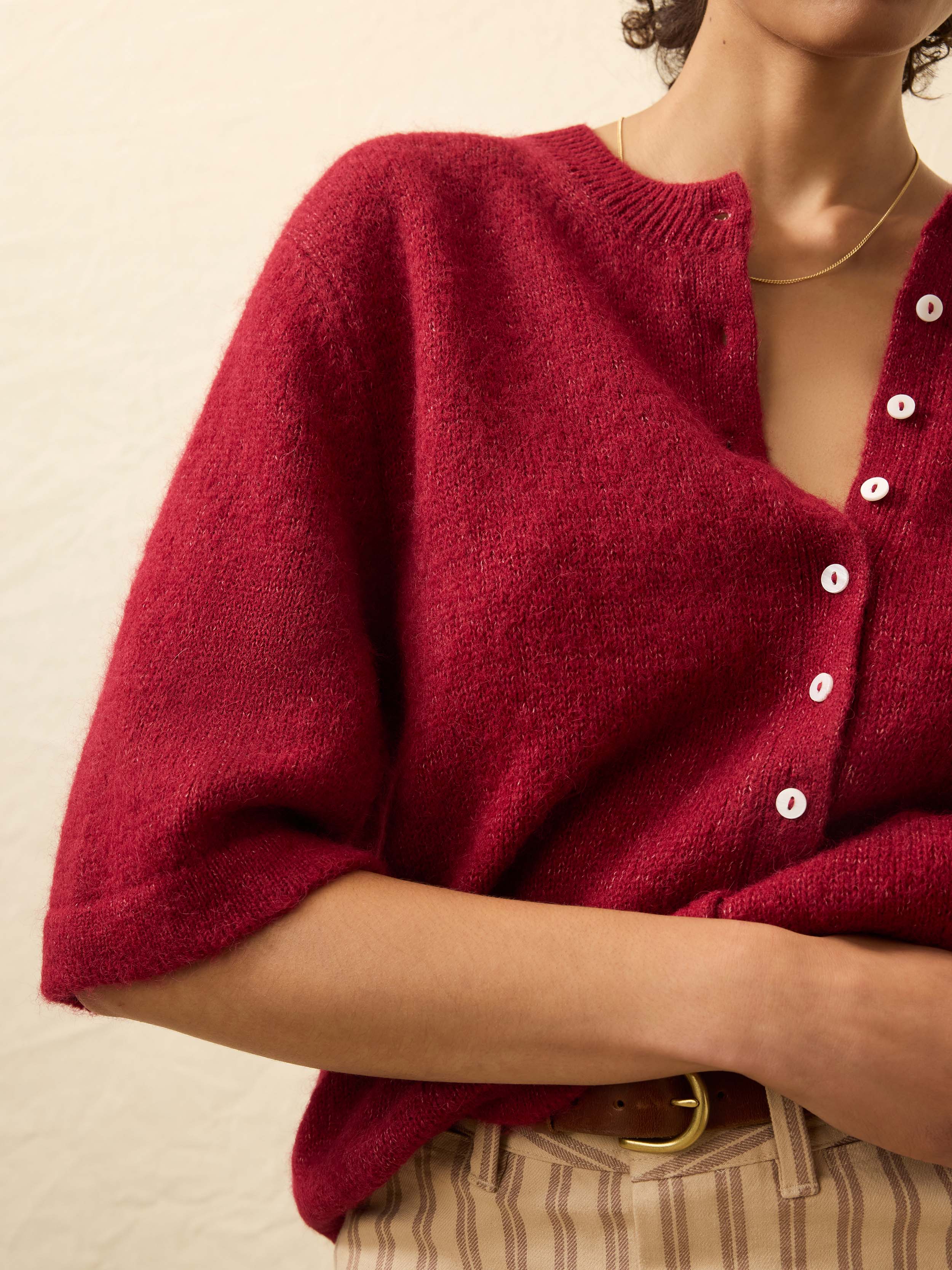 Apres Alpaca Cardigan - Wine Rust