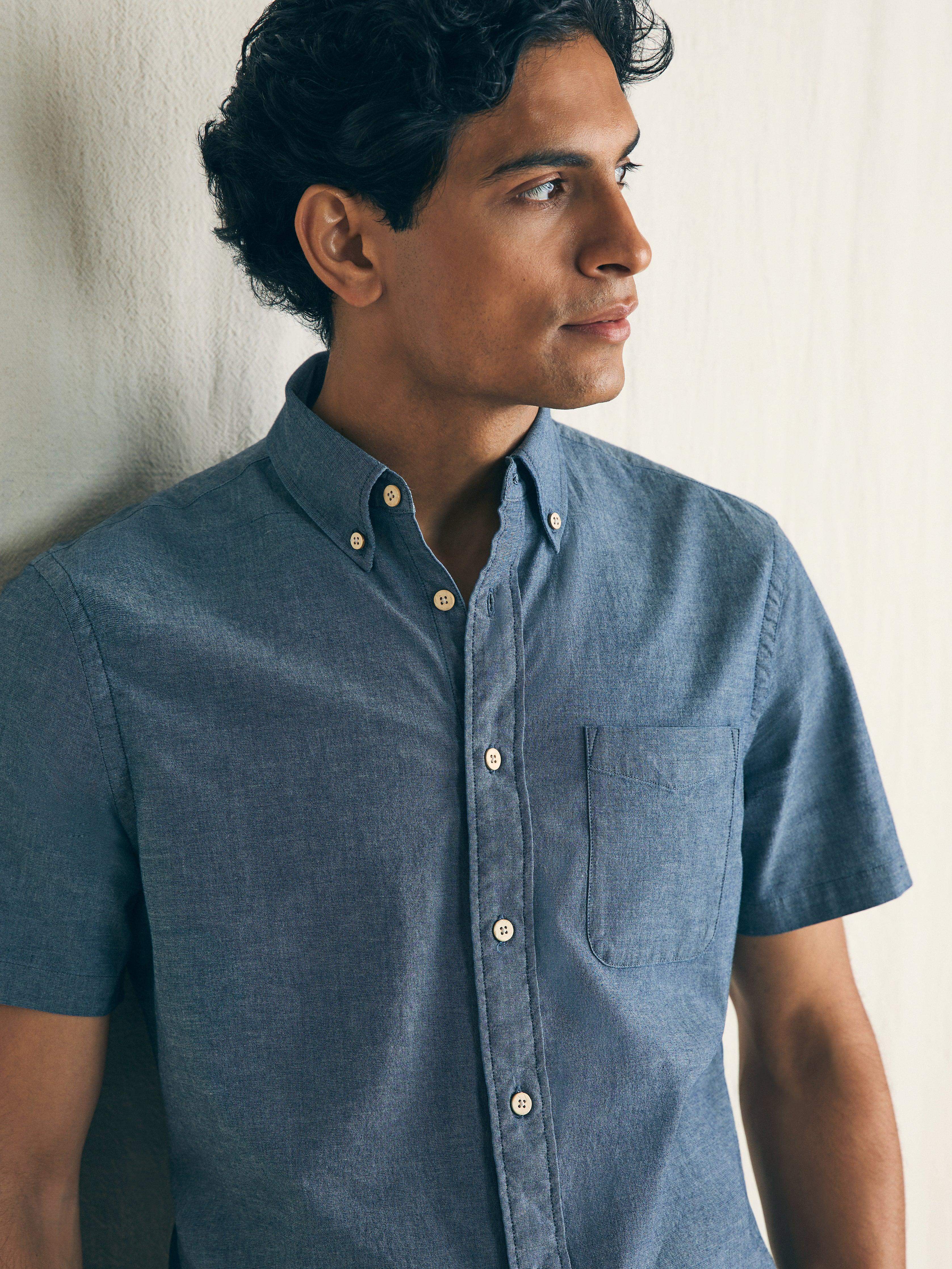 Short-Sleeve Stretch Playa Shirt (Tall) - Weathered Blue