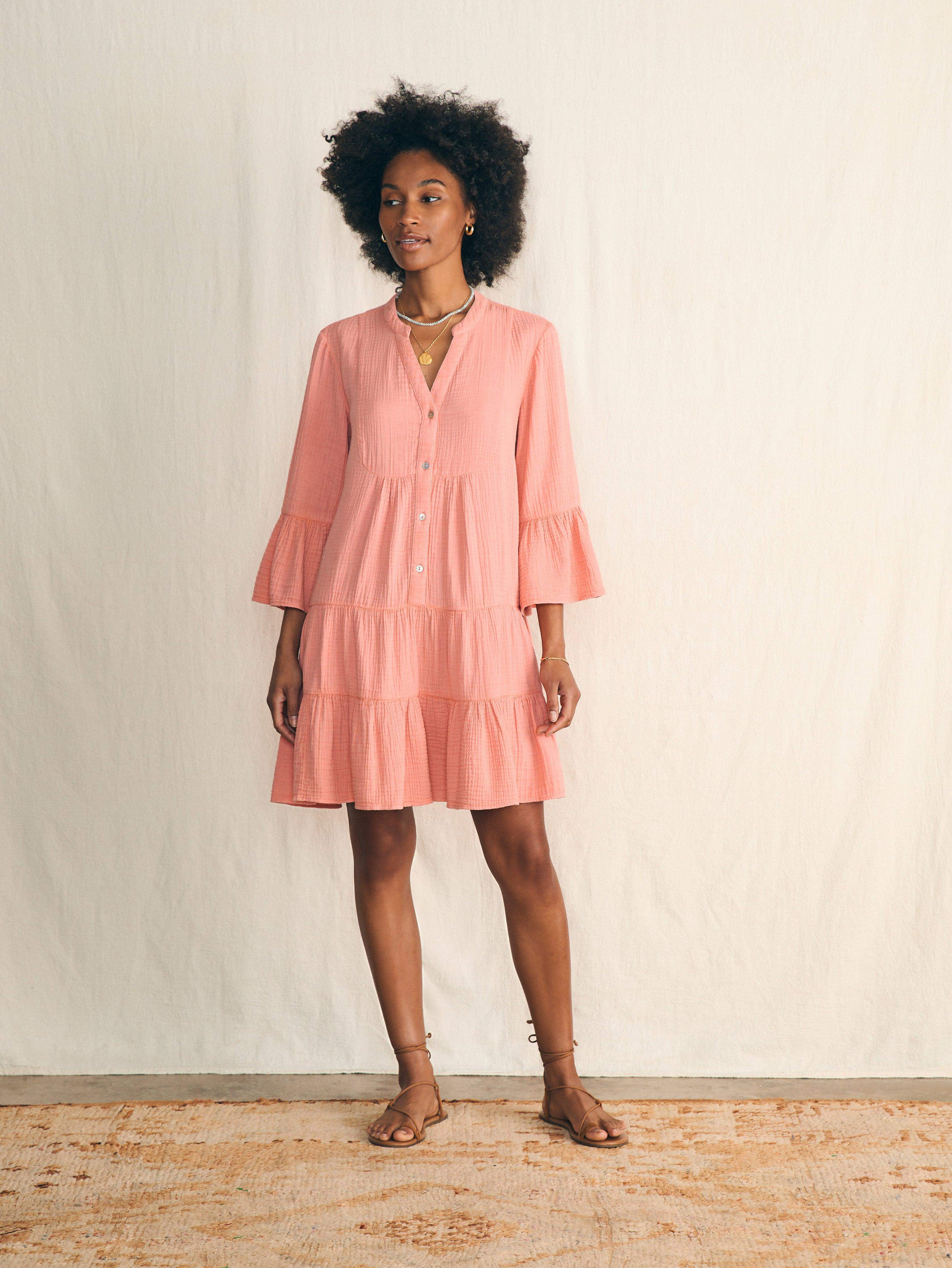 Dune Cotton Gauze Kasey Dress - Coral