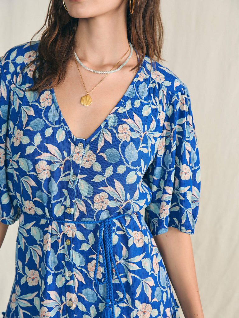 Orinda Mini Dress Blue Ginger Floral Faherty Brand