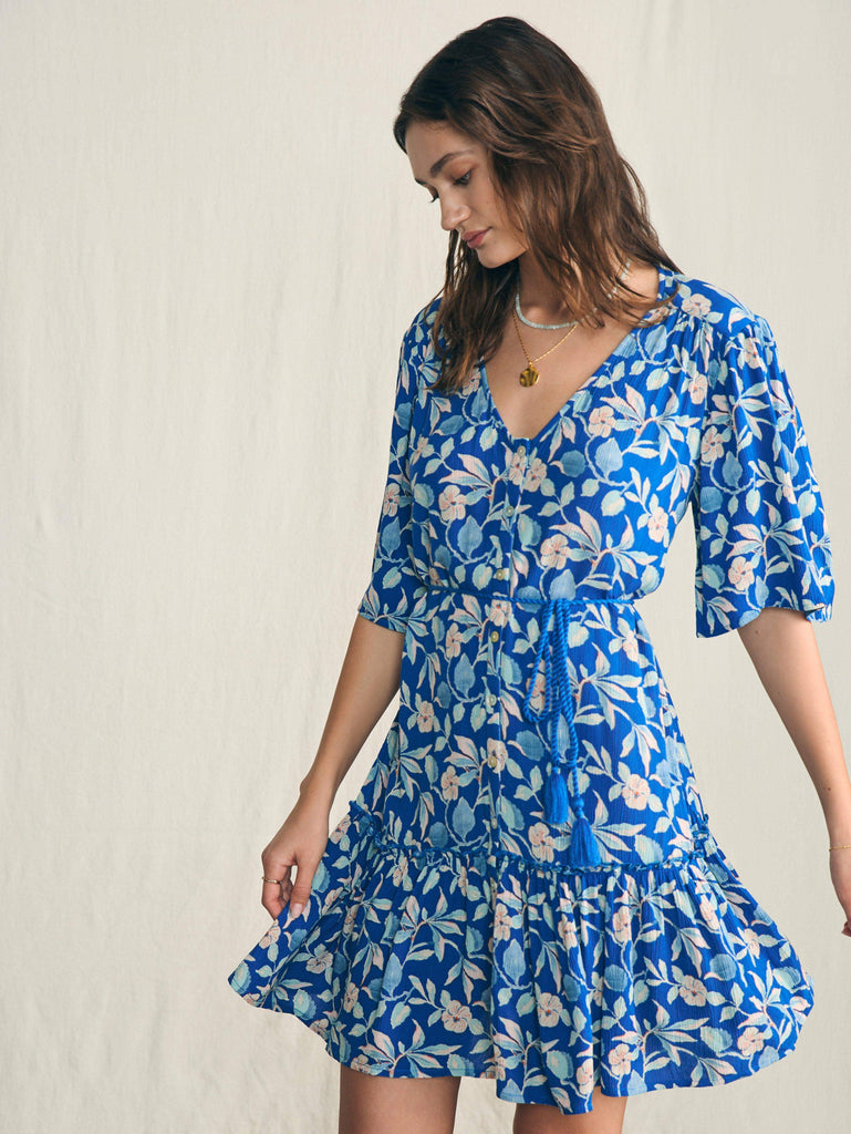 Orinda Mini Dress Blue Ginger Floral Faherty Brand