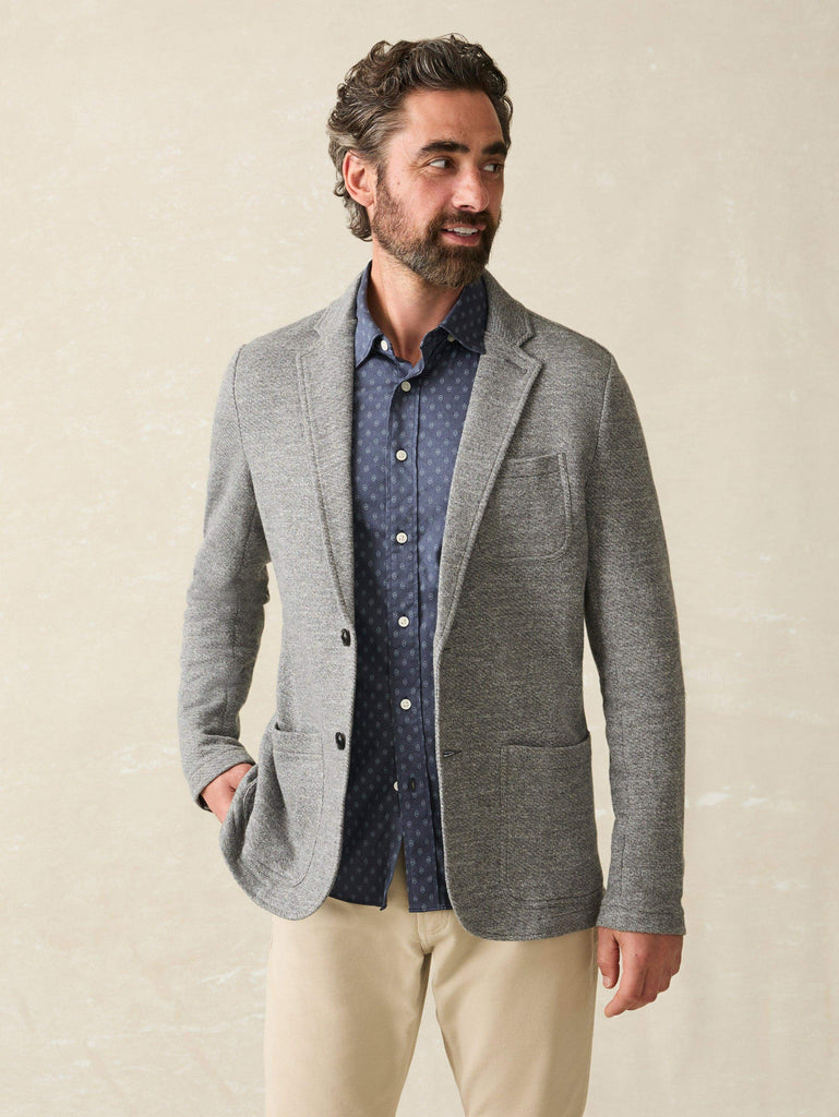 Grey knit blazer new arrivals