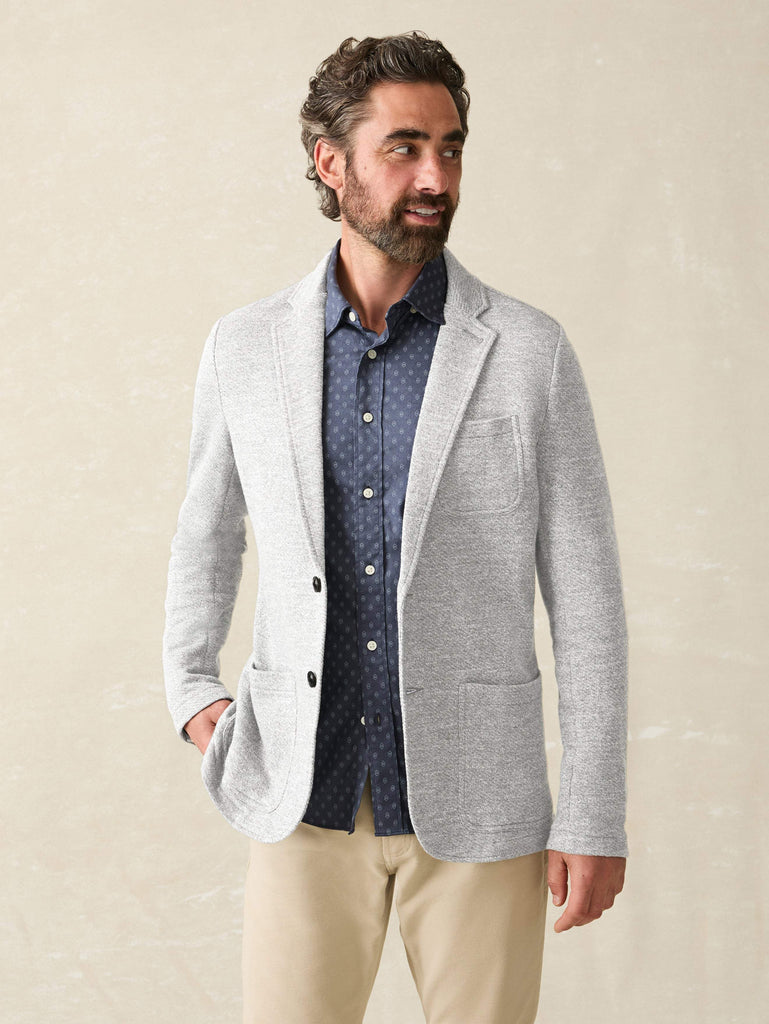 Inlet Knit Blazer Heather Grey Faherty Brand