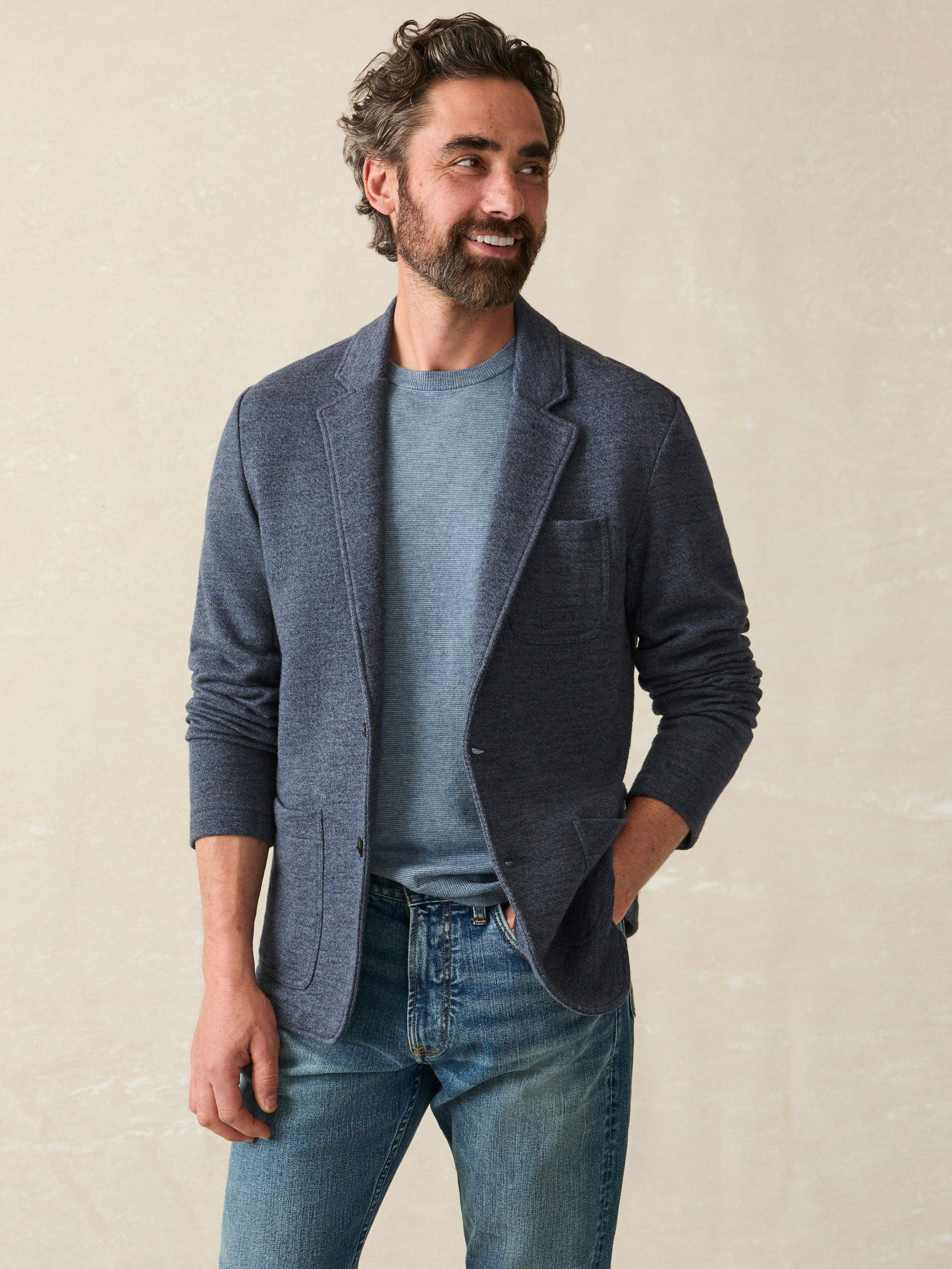 Inlet Knit Blazer Deep Navy Melange Faherty Brand