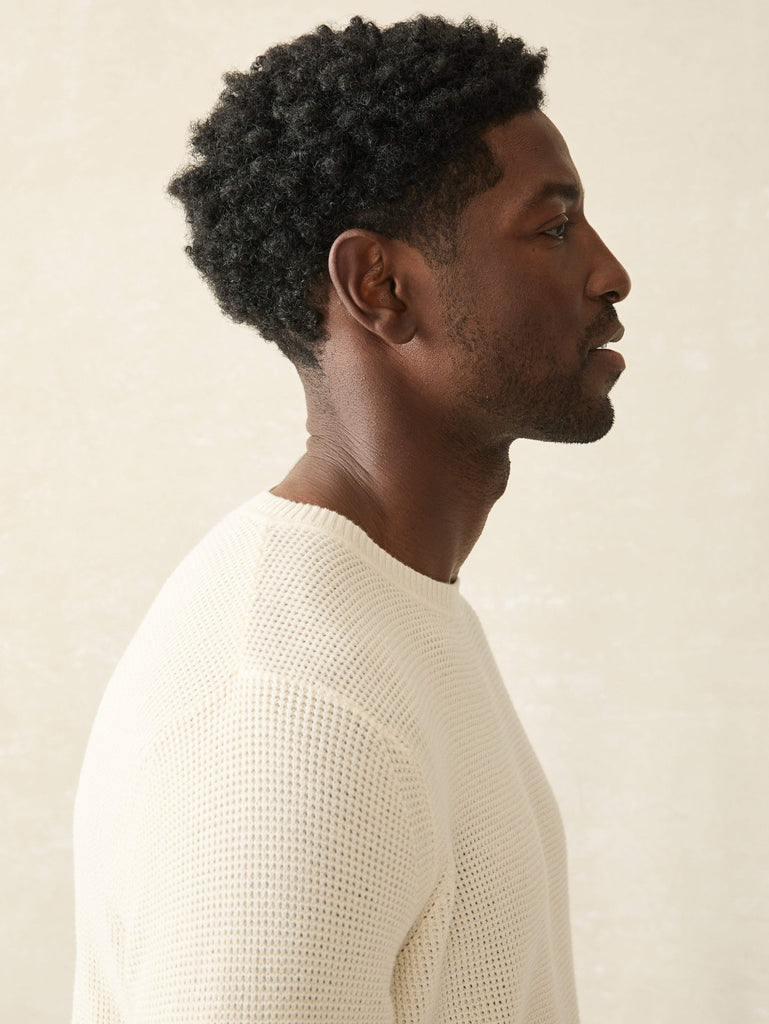 Sunwashed Crewneck Sweater - White Shell | Faherty Brand