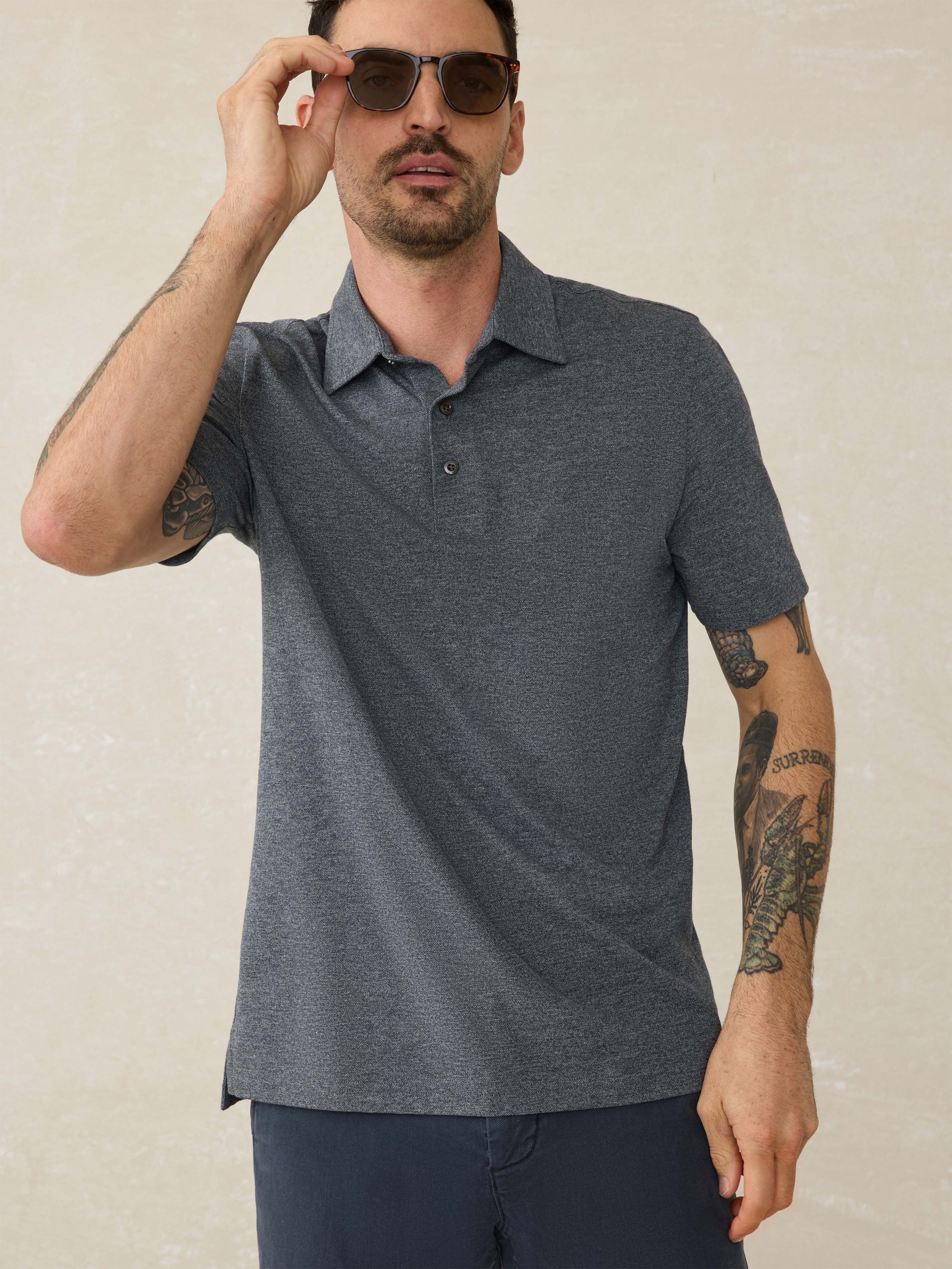 Short-Sleeve Movement™ Pique Polo - Dusty Iron Heather