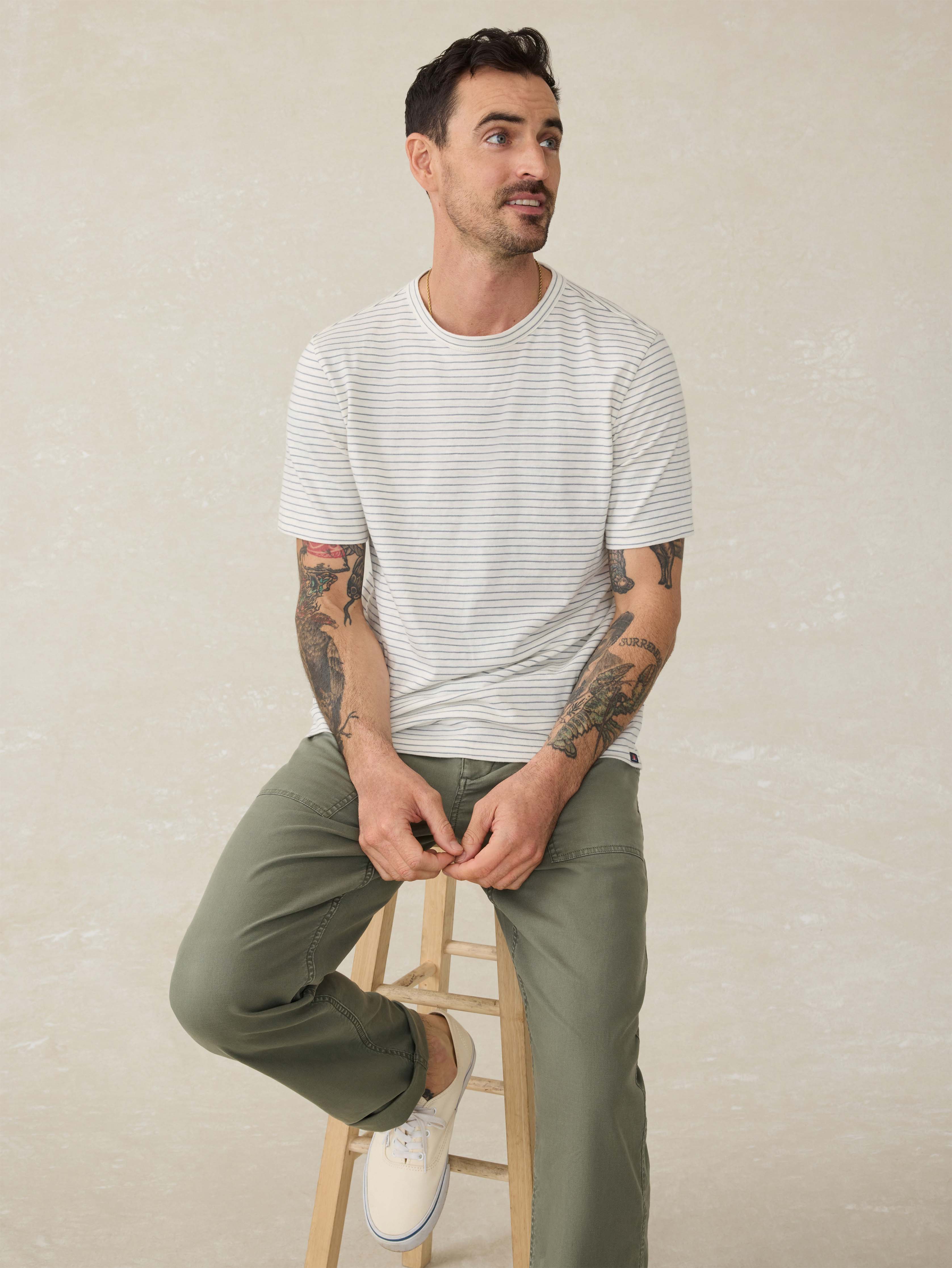 Sunwashed Tee - Cream Flint Stripe