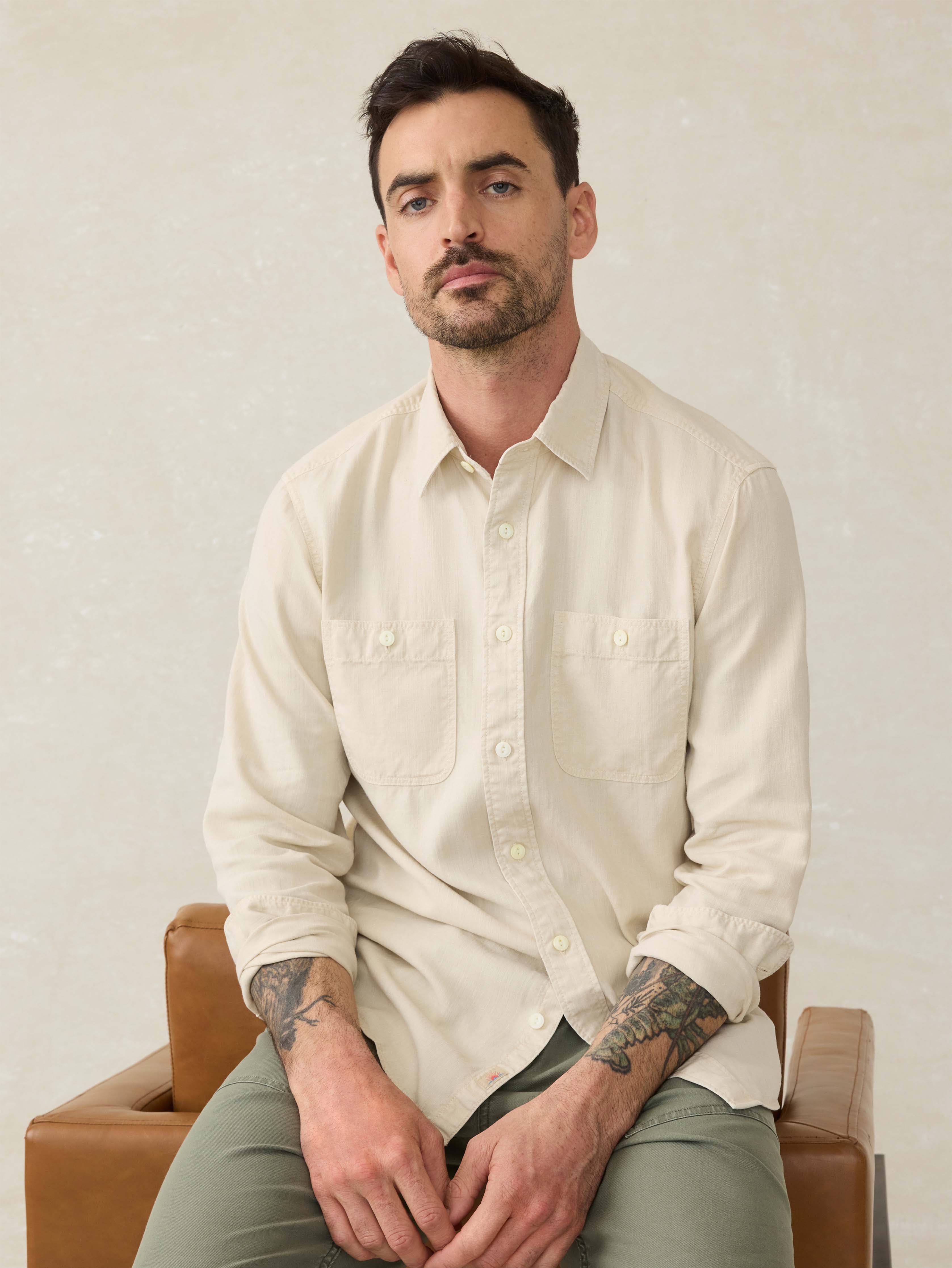 Tried & True Chambray Workshirt - Coastal Cream