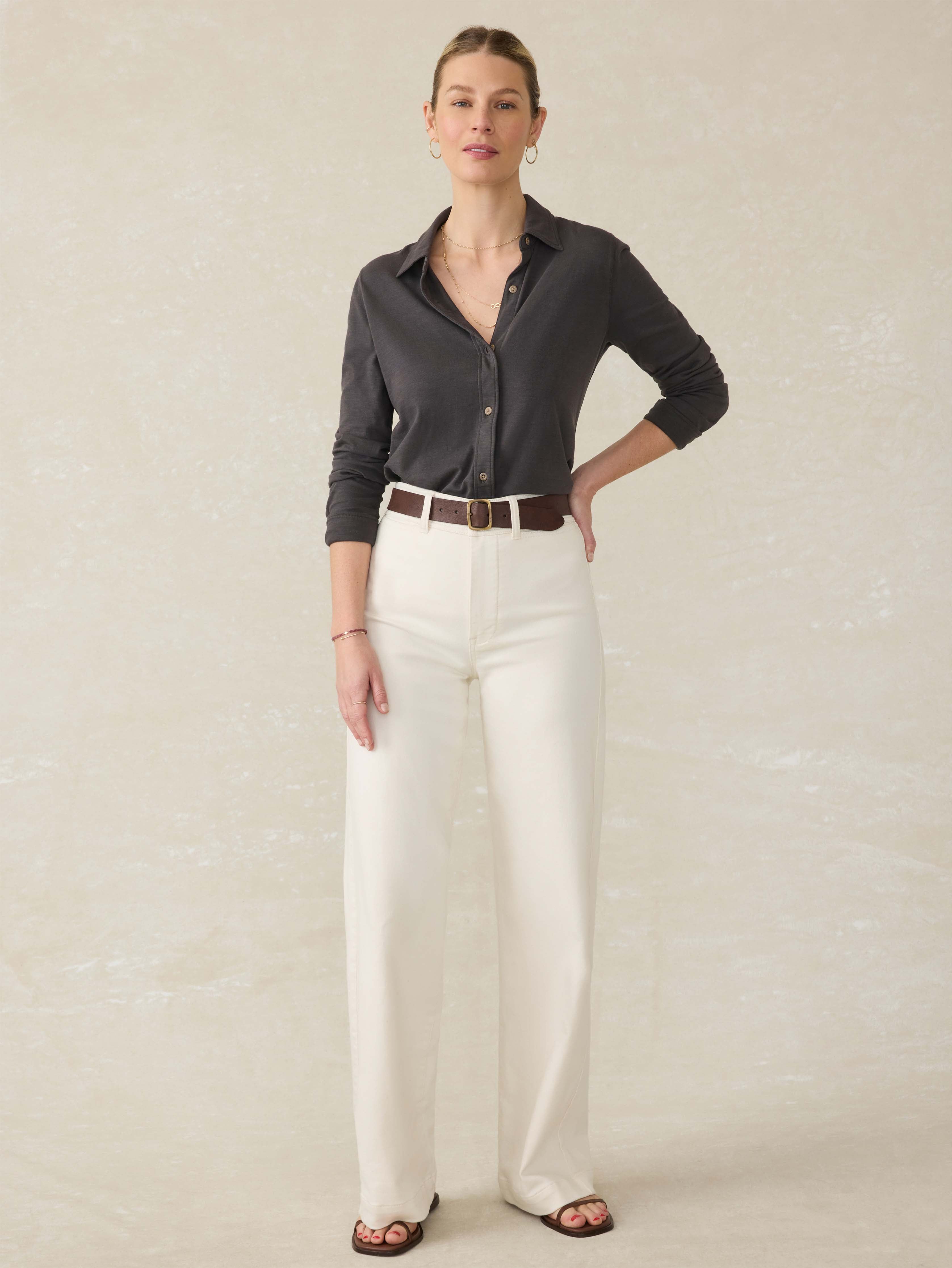 Sunwashed Regenerative Cotton Knit Shirt - Washed Black