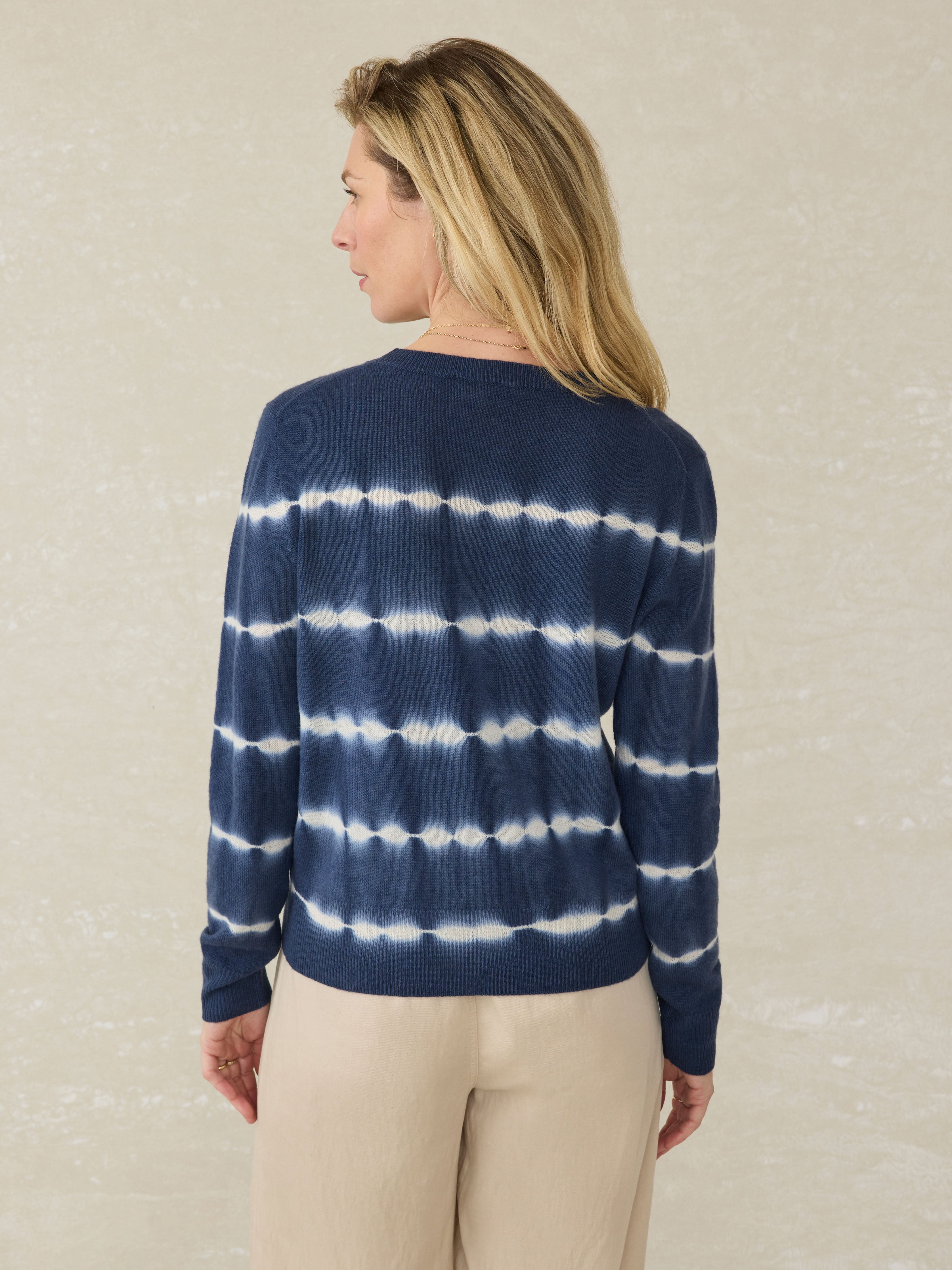 Tropical Cashmere Sweater - Indigo Tie Dye