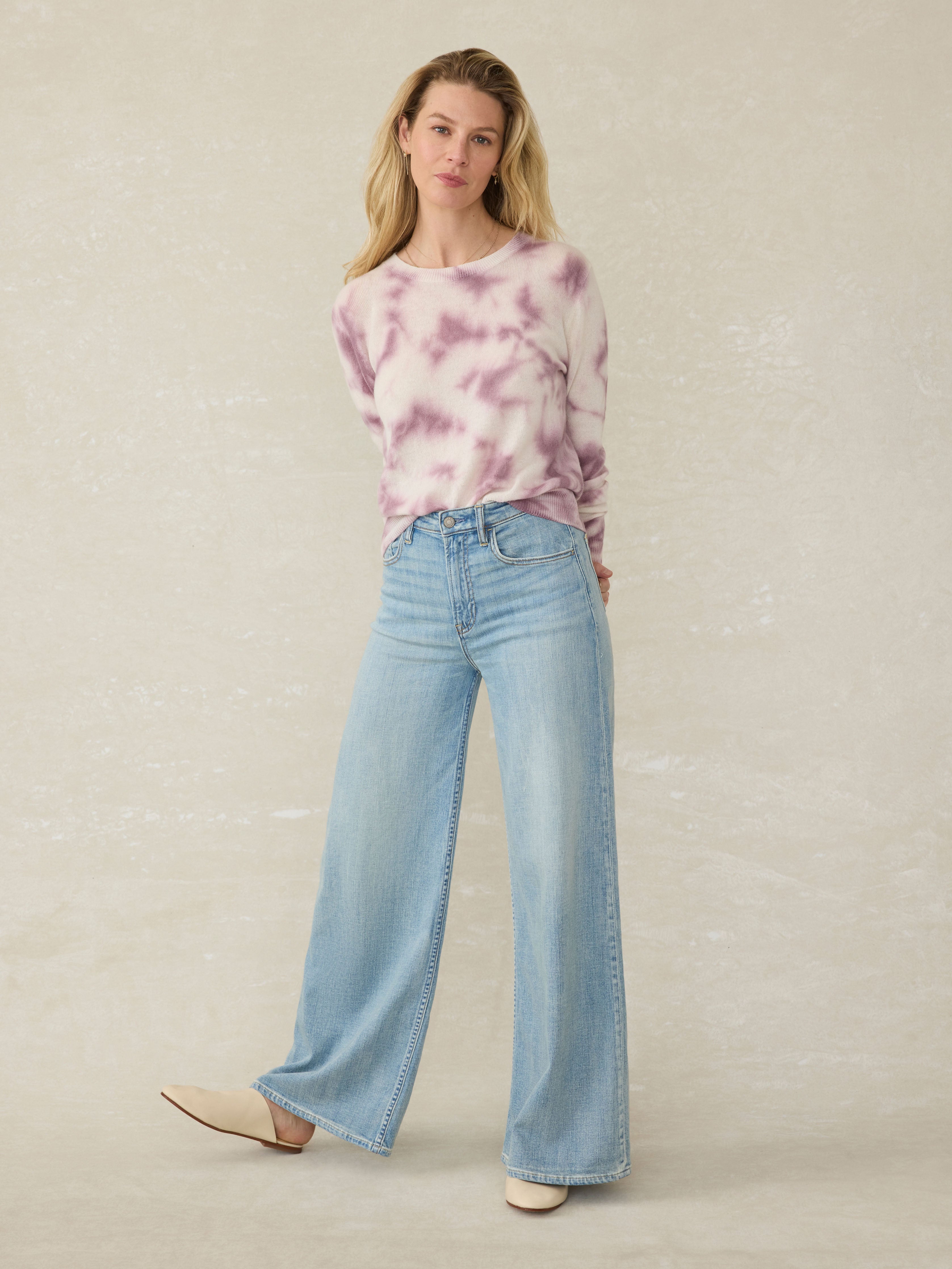 Tropical Cashmere Sweater - Orchid Tie Dye