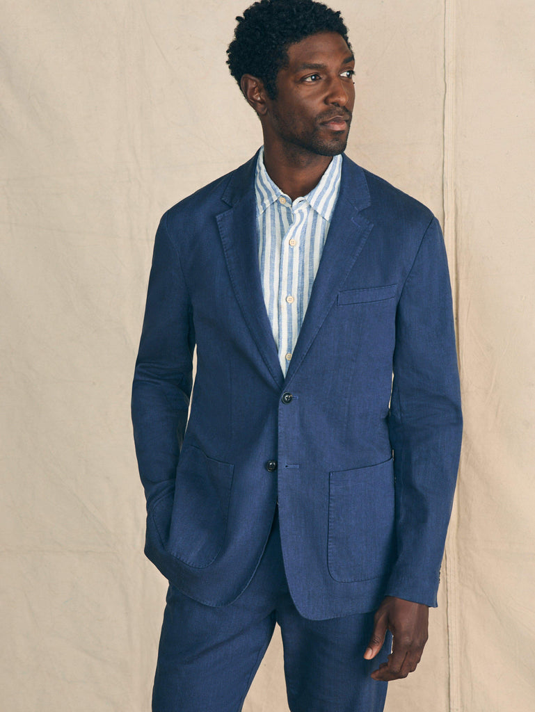 Movement Flex Linen Blazer Deep Sea Navy Faherty Brand