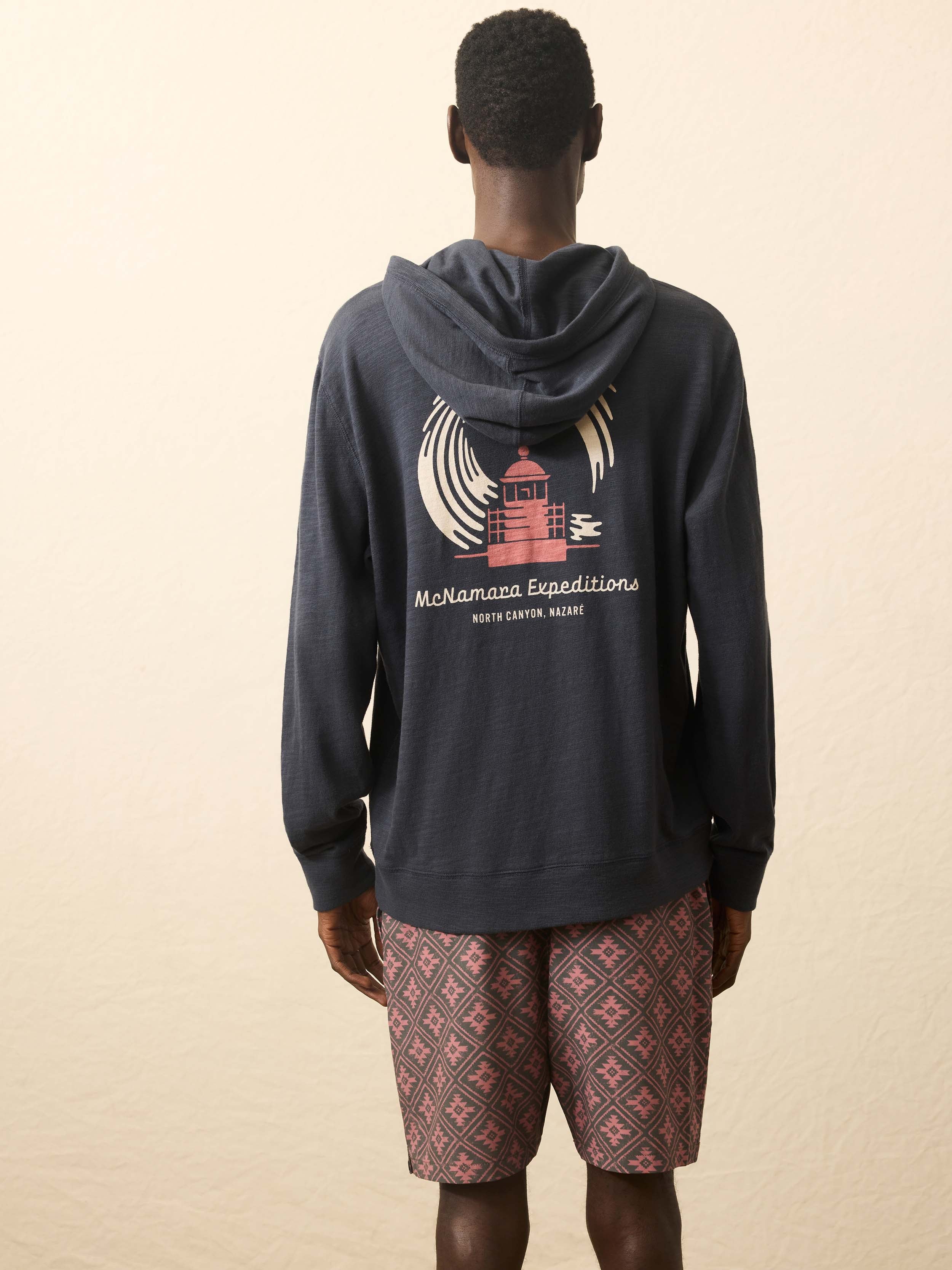 Nazare Sunwashed Slub Hoodie - Blue Nights