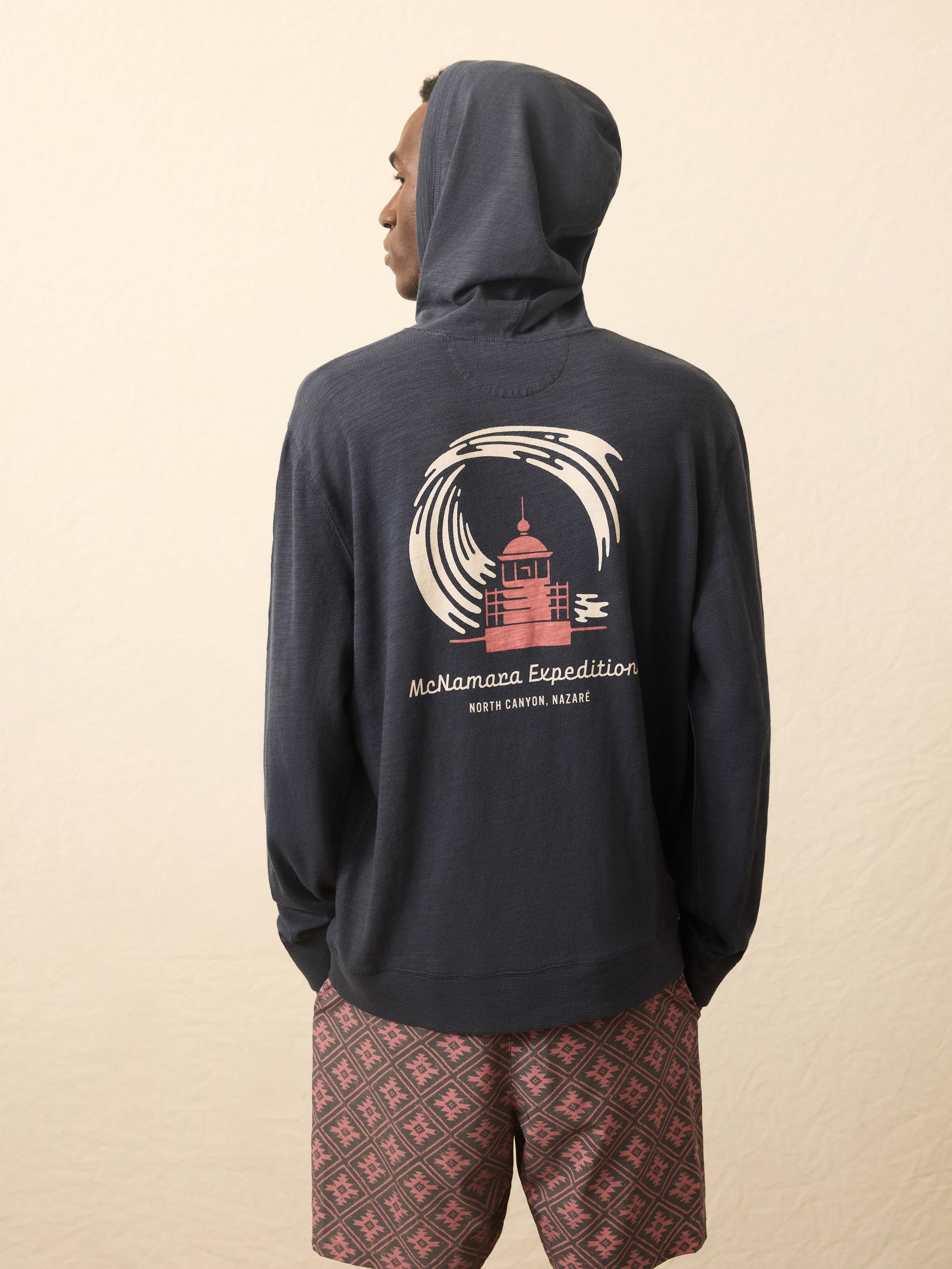 Nazare Sunwashed Slub Hoodie - Blue Nights