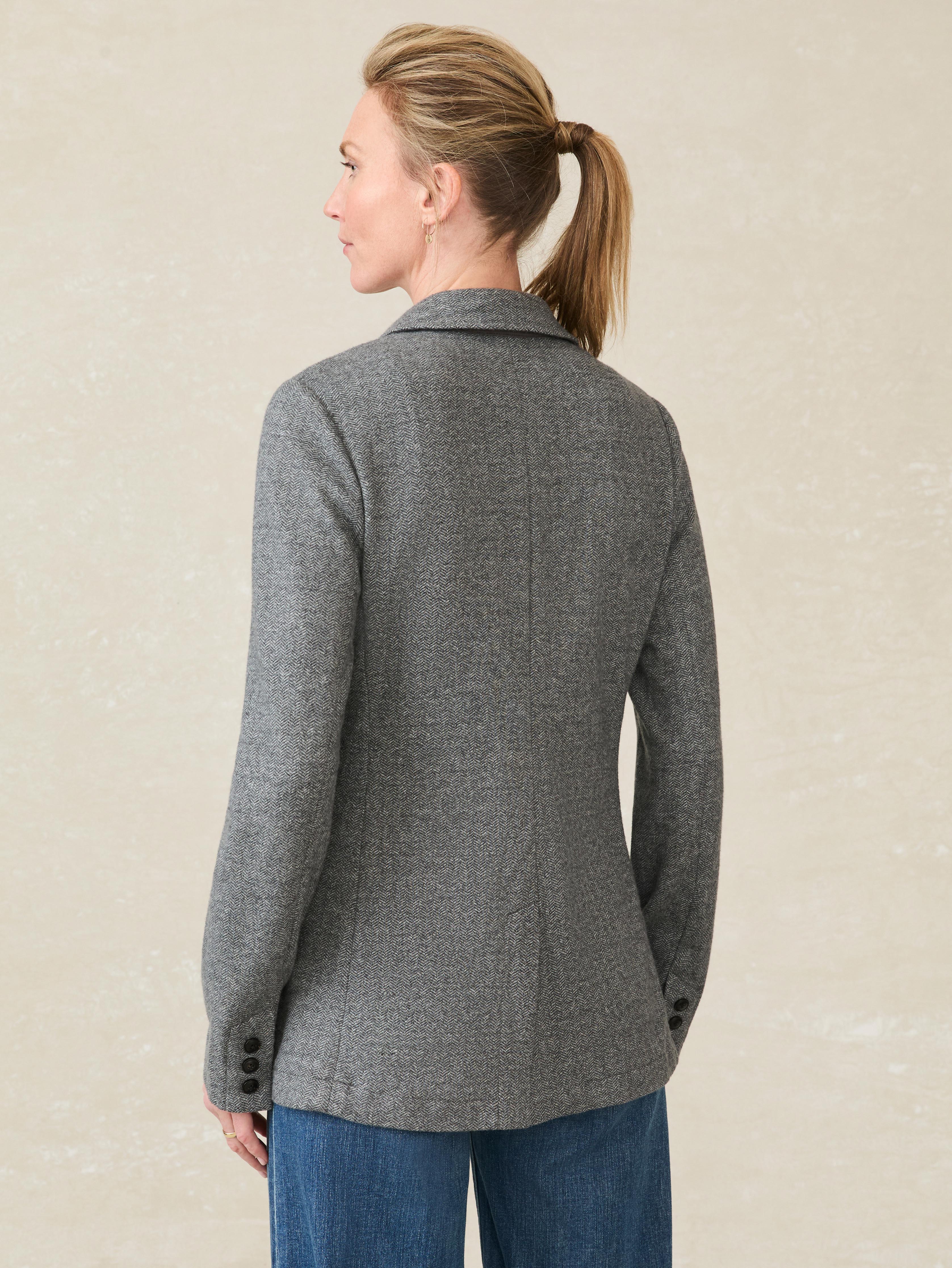 Inlet Knit Tweed Blazer - Steel Rock Herringbone