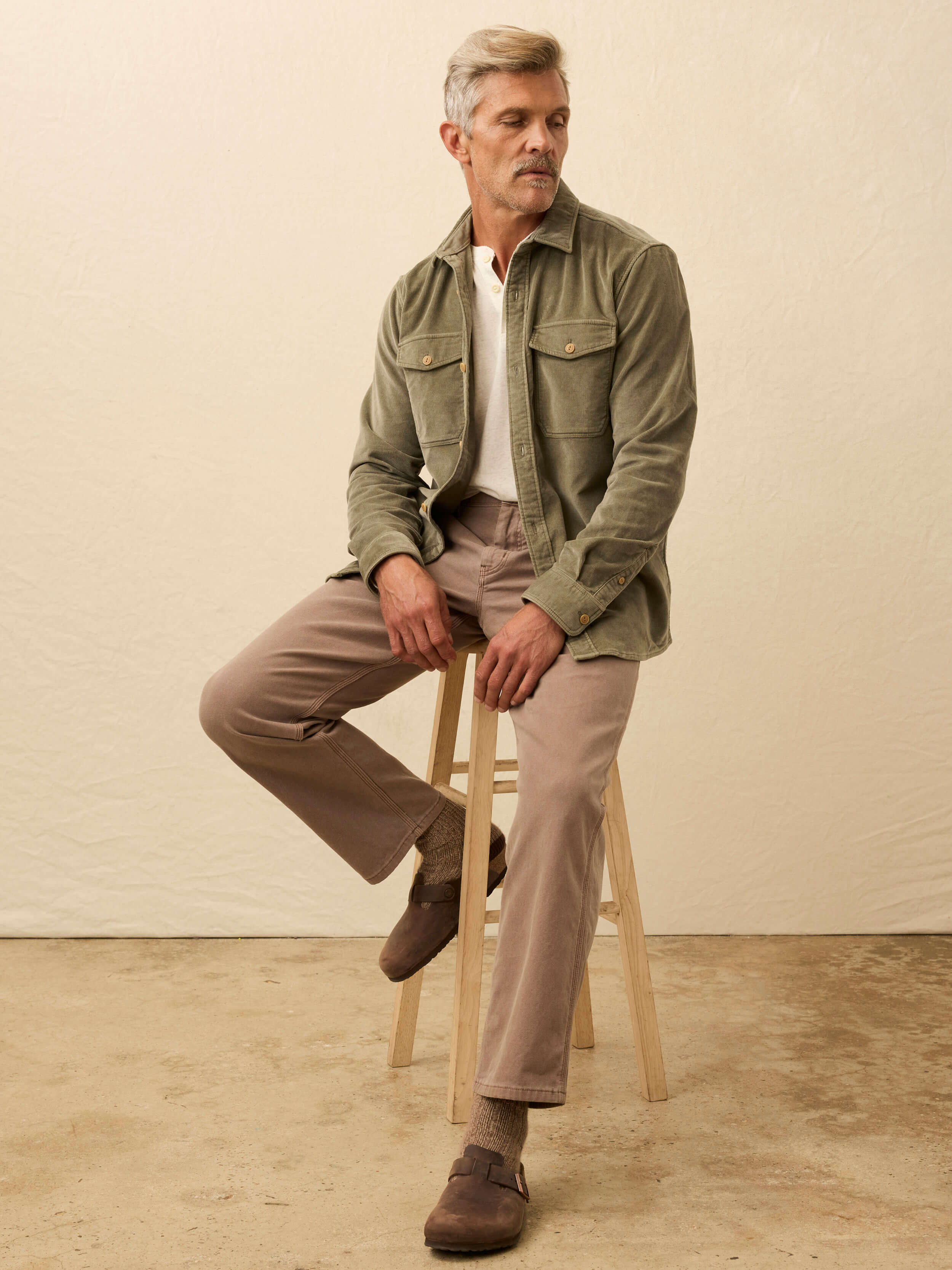 Stretch Terry Corduroy Workshirt - Light Pine