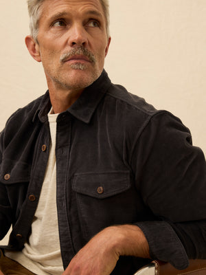 Stretch Terry Corduroy Workshirt - Washed Charcoal