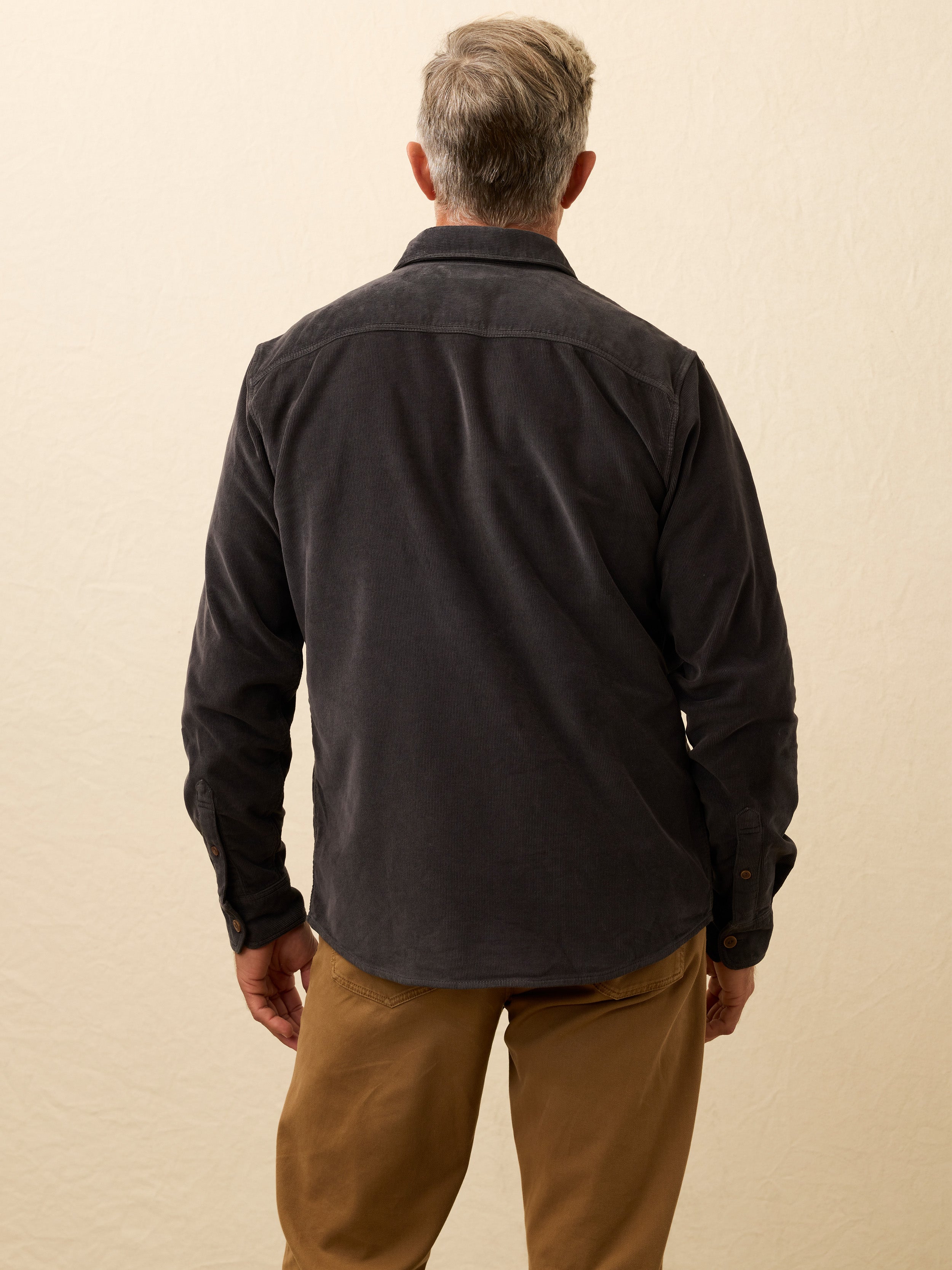 Stretch Terry Corduroy Workshirt - Washed Charcoal