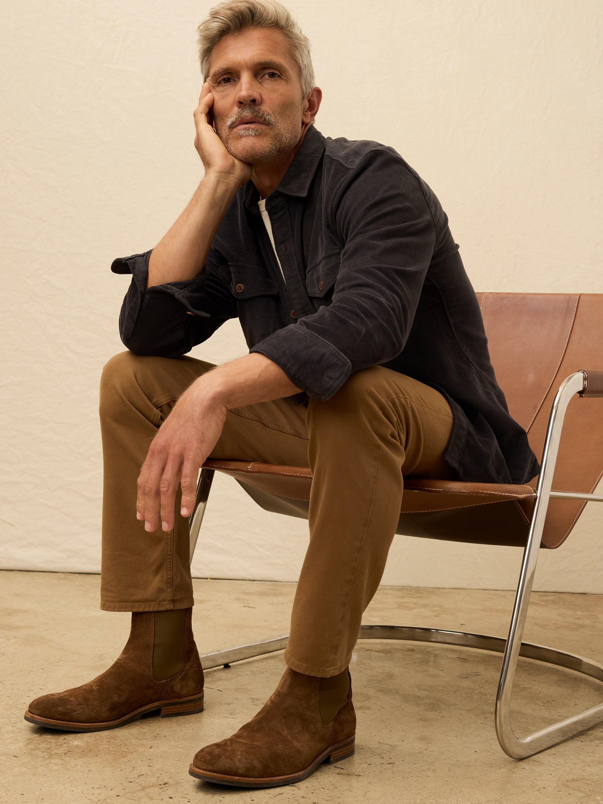 Stretch Terry Corduroy Workshirt - Washed Charcoal