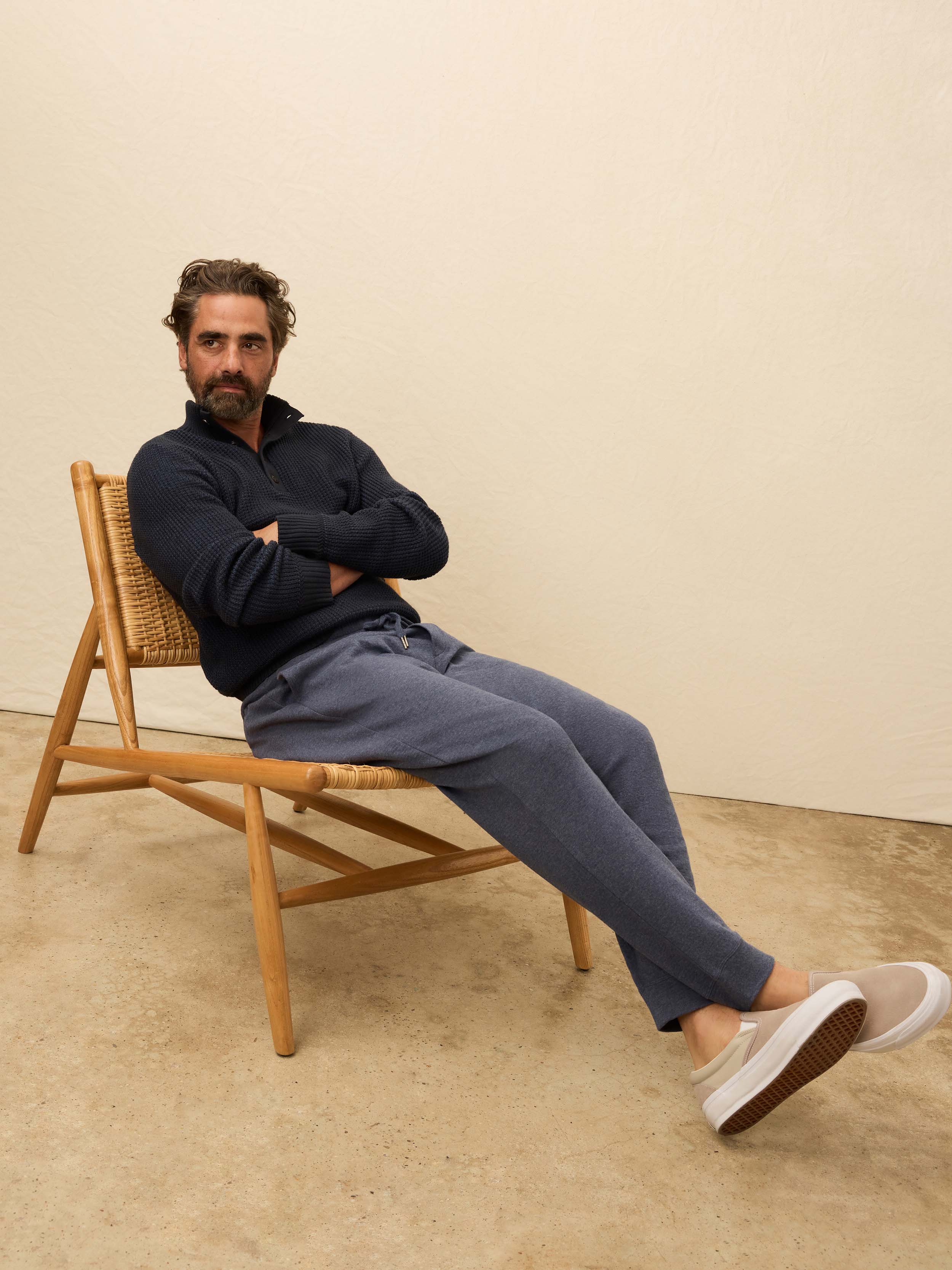 Aspen Lounge Cashmere Sweatpant - Night Ocean Melange