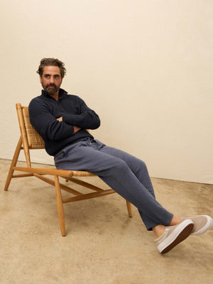 Aspen Lounge Cashmere Sweatpant - Night Ocean Melange