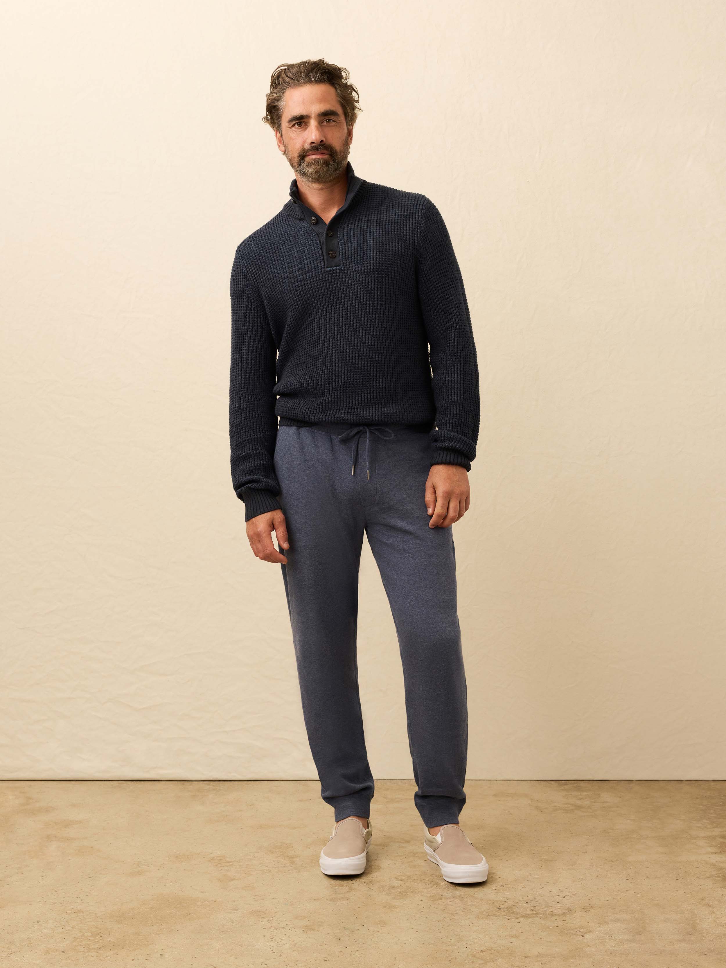Aspen Lounge Cashmere Sweatpant - Night Ocean Melange