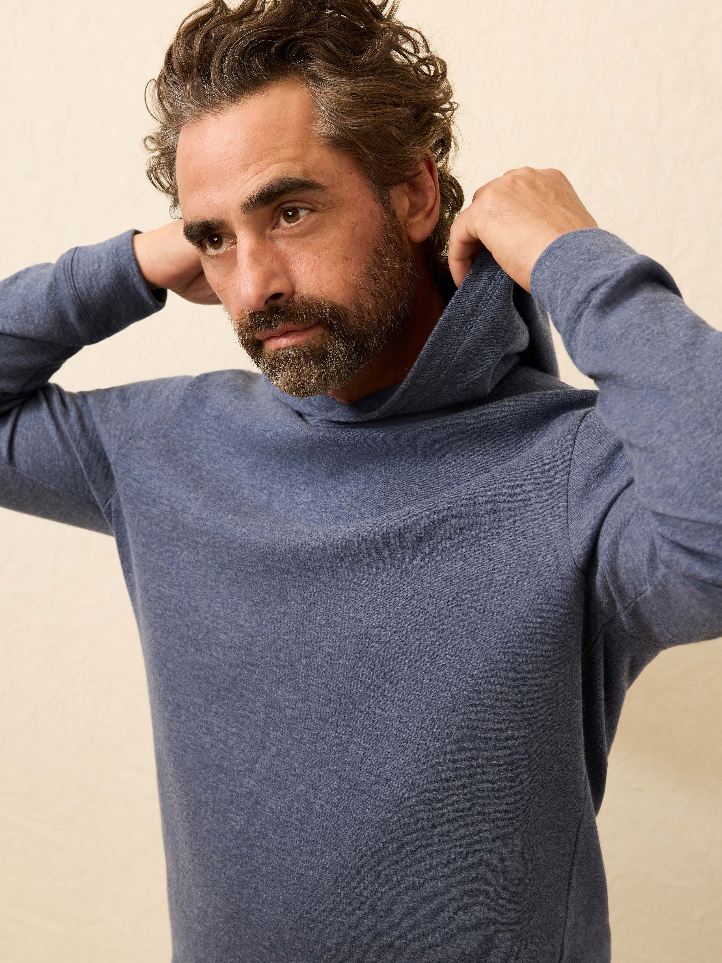 Aspen Lounge Cashmere Hoodie - Night Ocean Melange