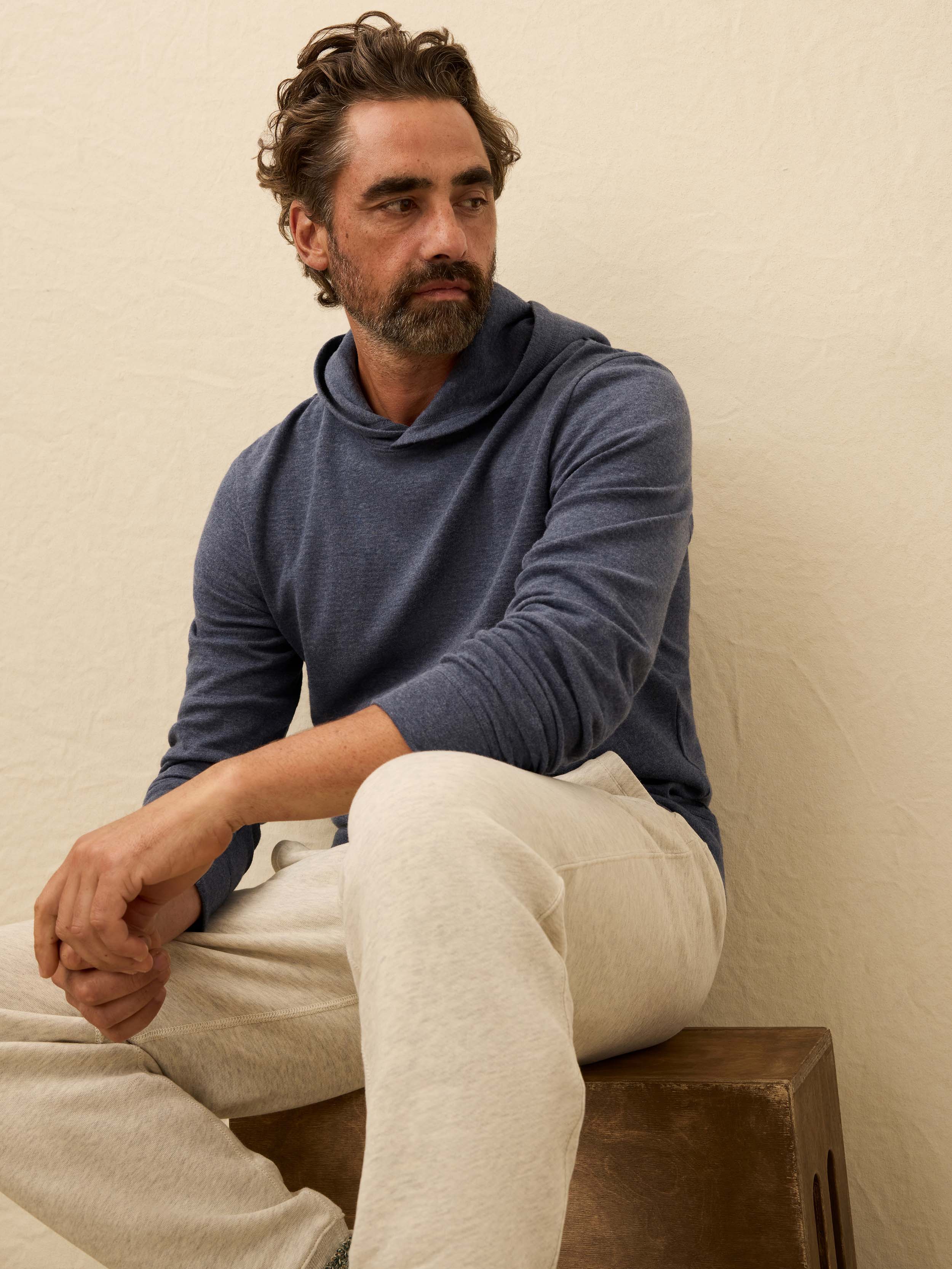Aspen Lounge Cashmere Hoodie - Night Ocean Melange