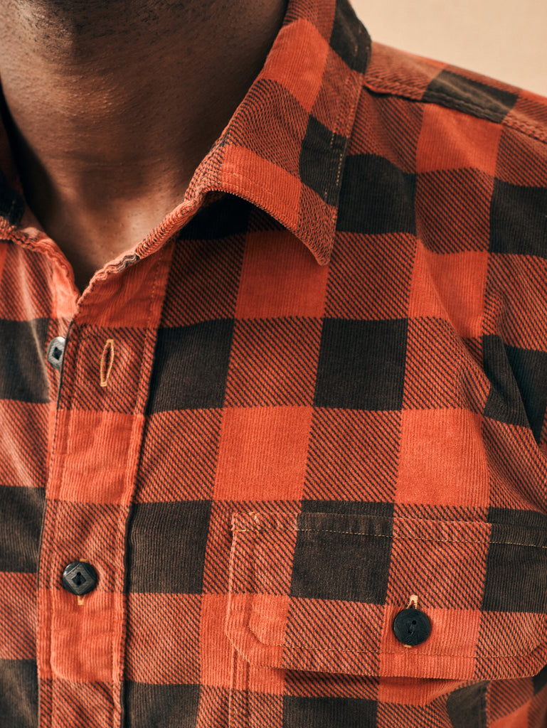 Shirt - Charcoal Faherty | Work Brand Buffalo Cherry Stretch Corduroy