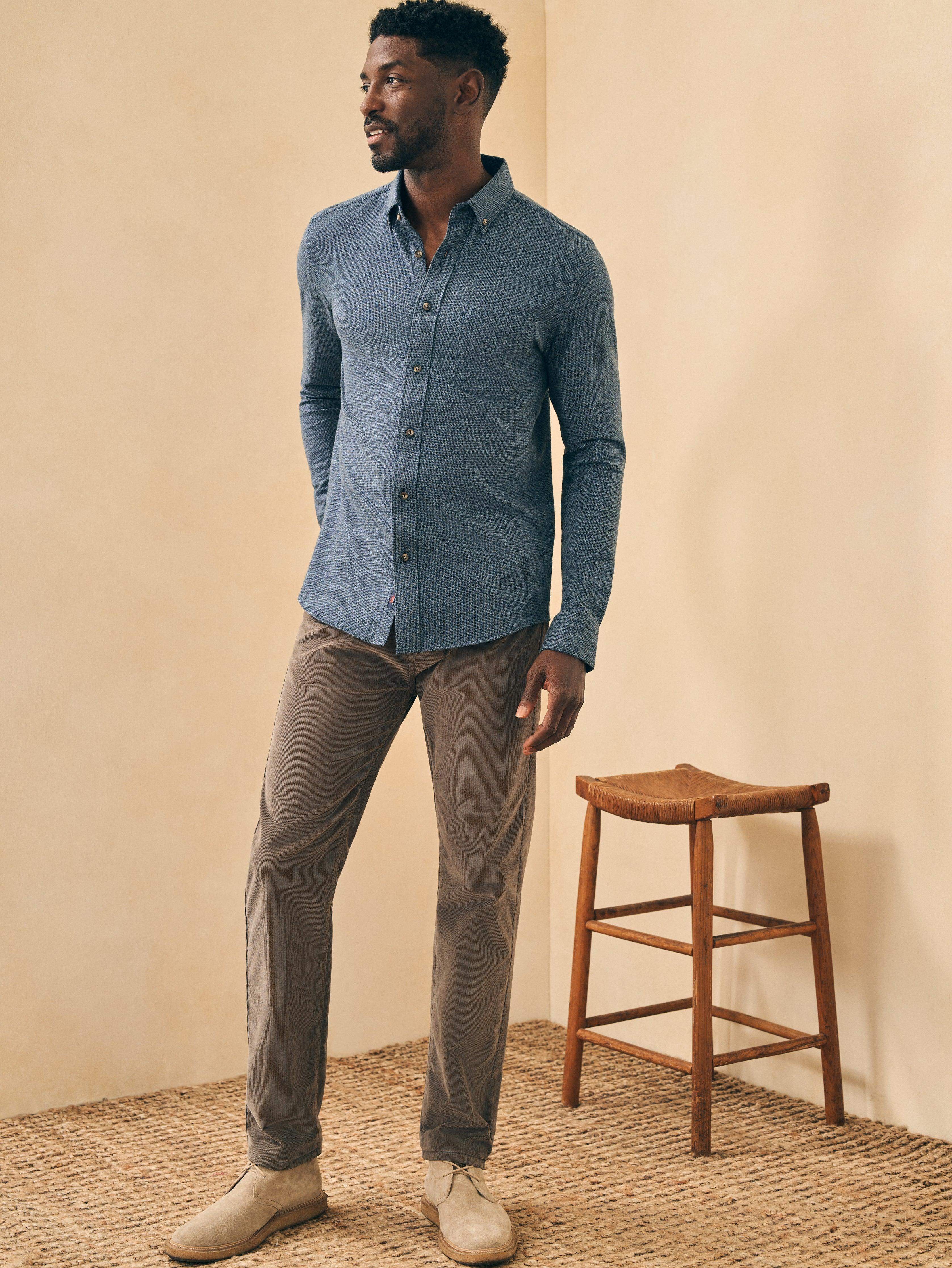 Houndstooth Knit Shirt - Navy Houndstooth