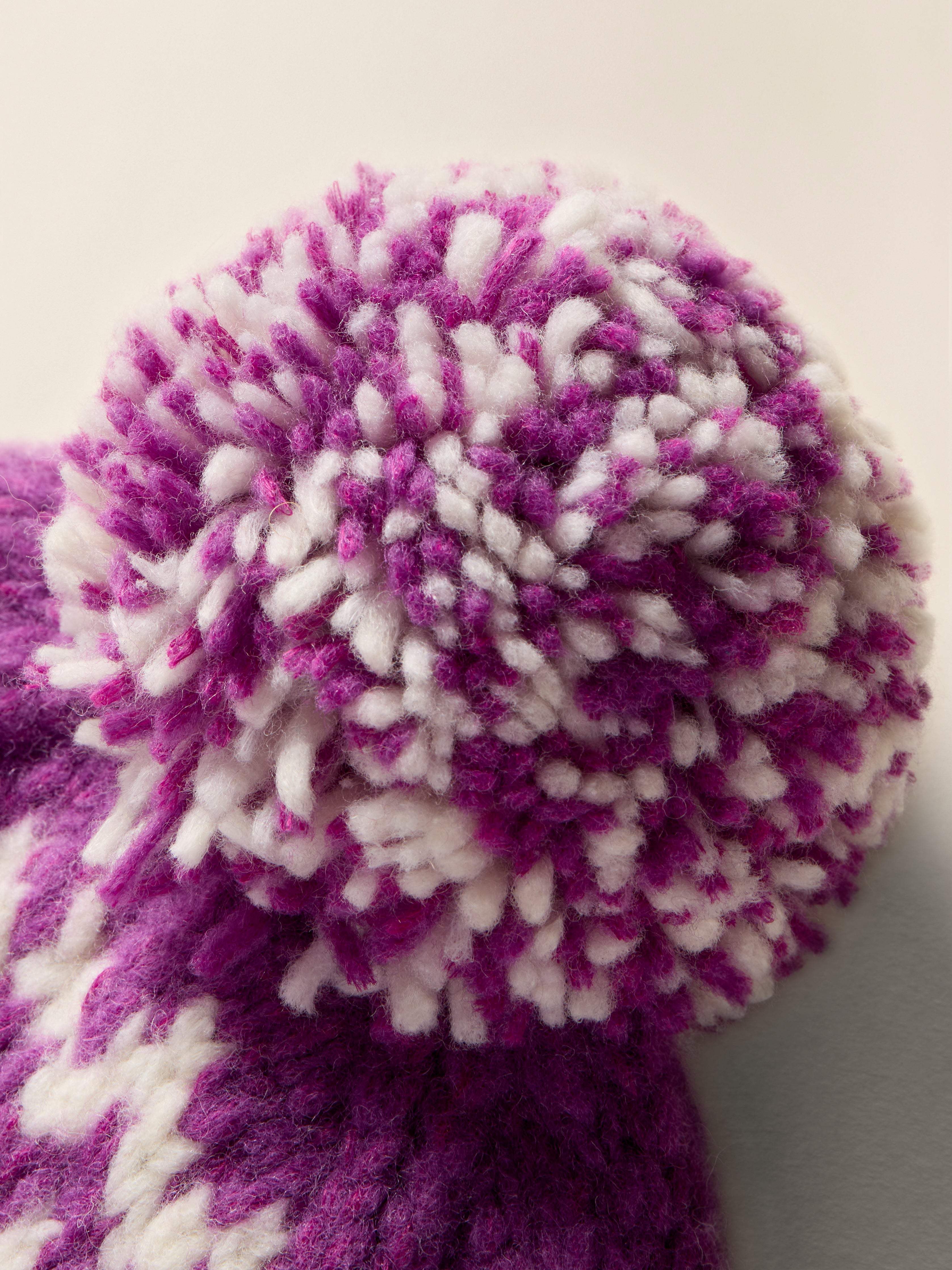 Valley Fairisle Pom Beanie - Purple Fairisle
