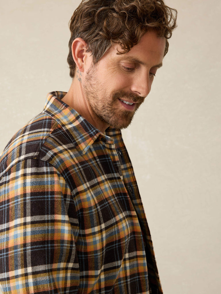 Auralee Brushed Super Fine Wool Flannel Shirt Ink Black