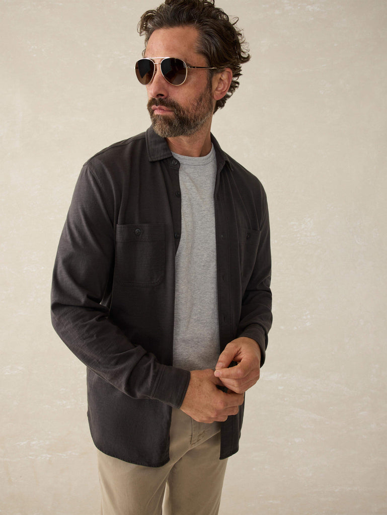 商品画像：Sunwashed Knit Shirt (Single Pocket) - White | Faherty Brand 2
