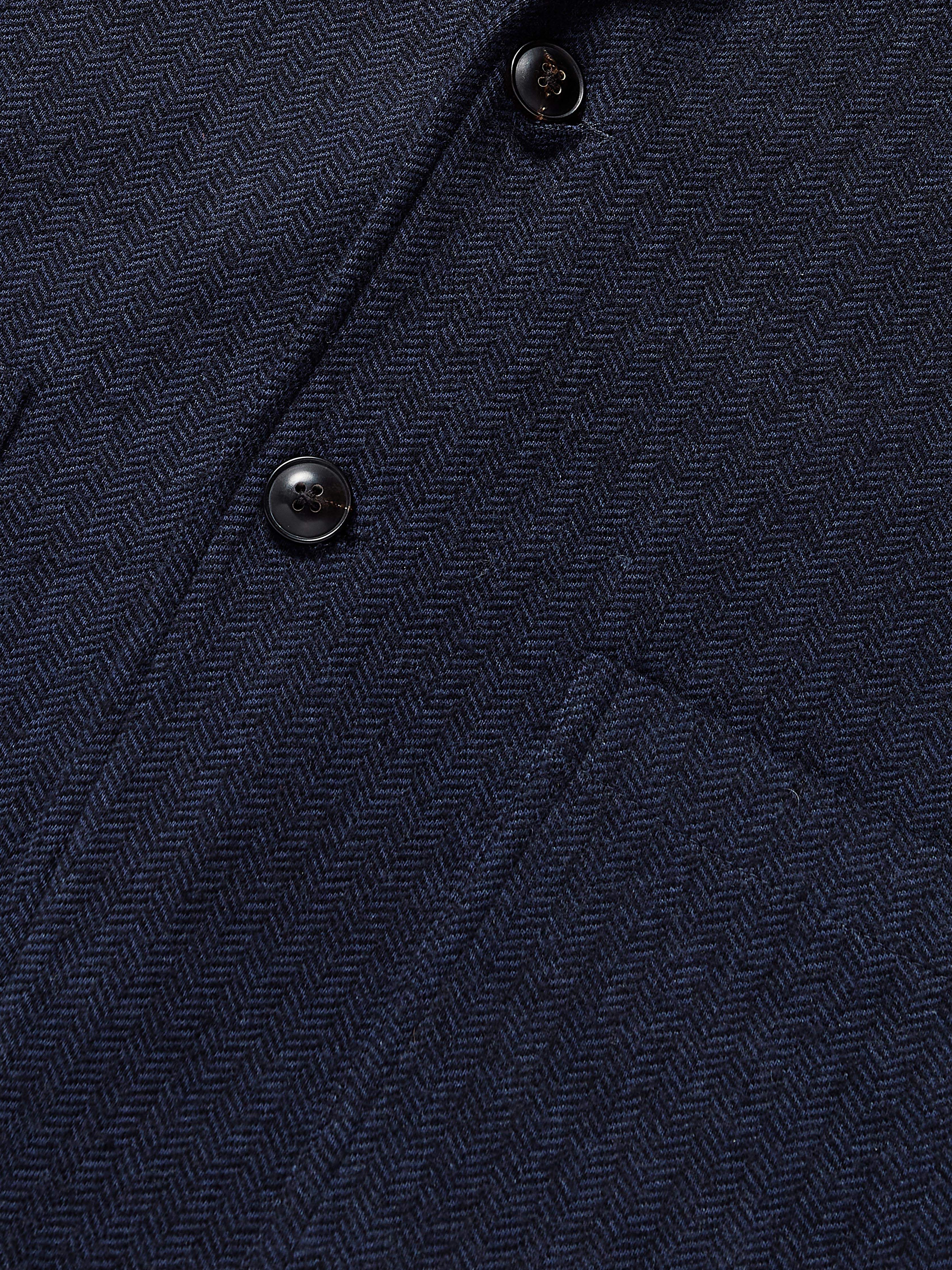 Inlet Knit Tweed Blazer - Navy Twilight Herringbone