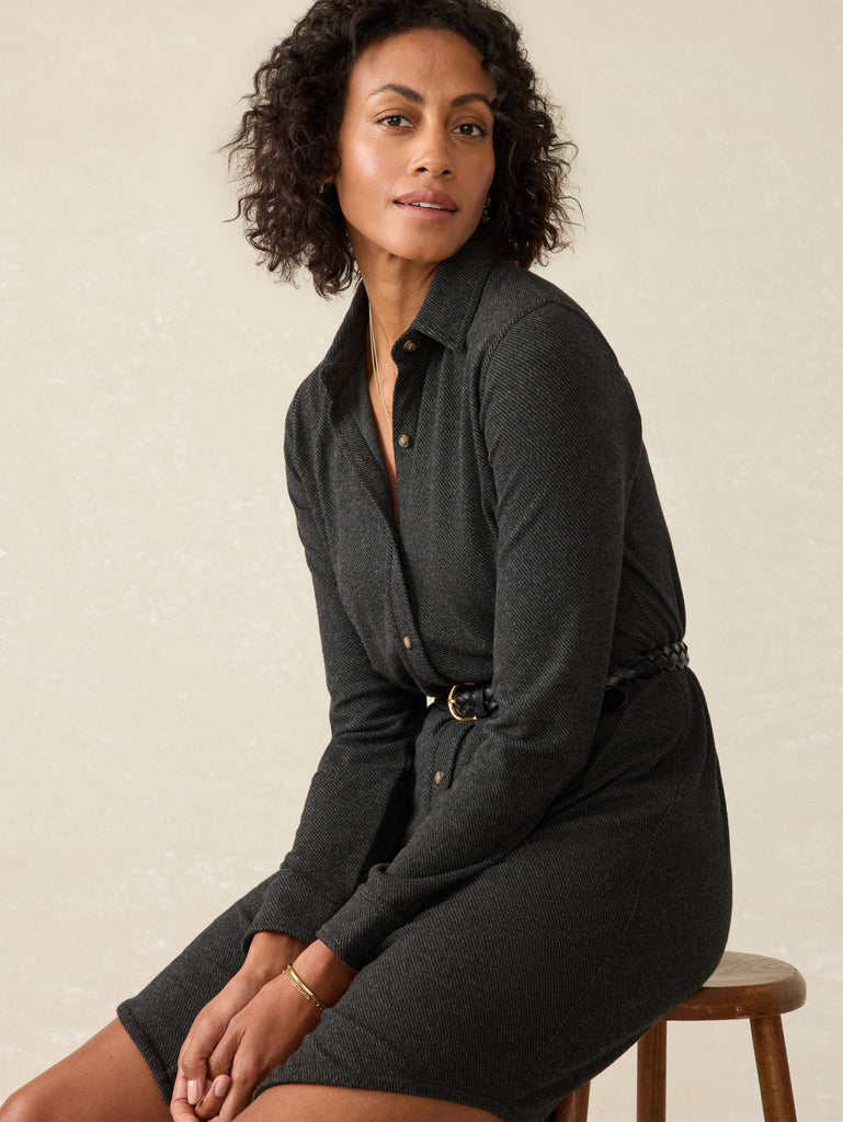 Heathered Black Twill Legend Sweater Dress Faherty