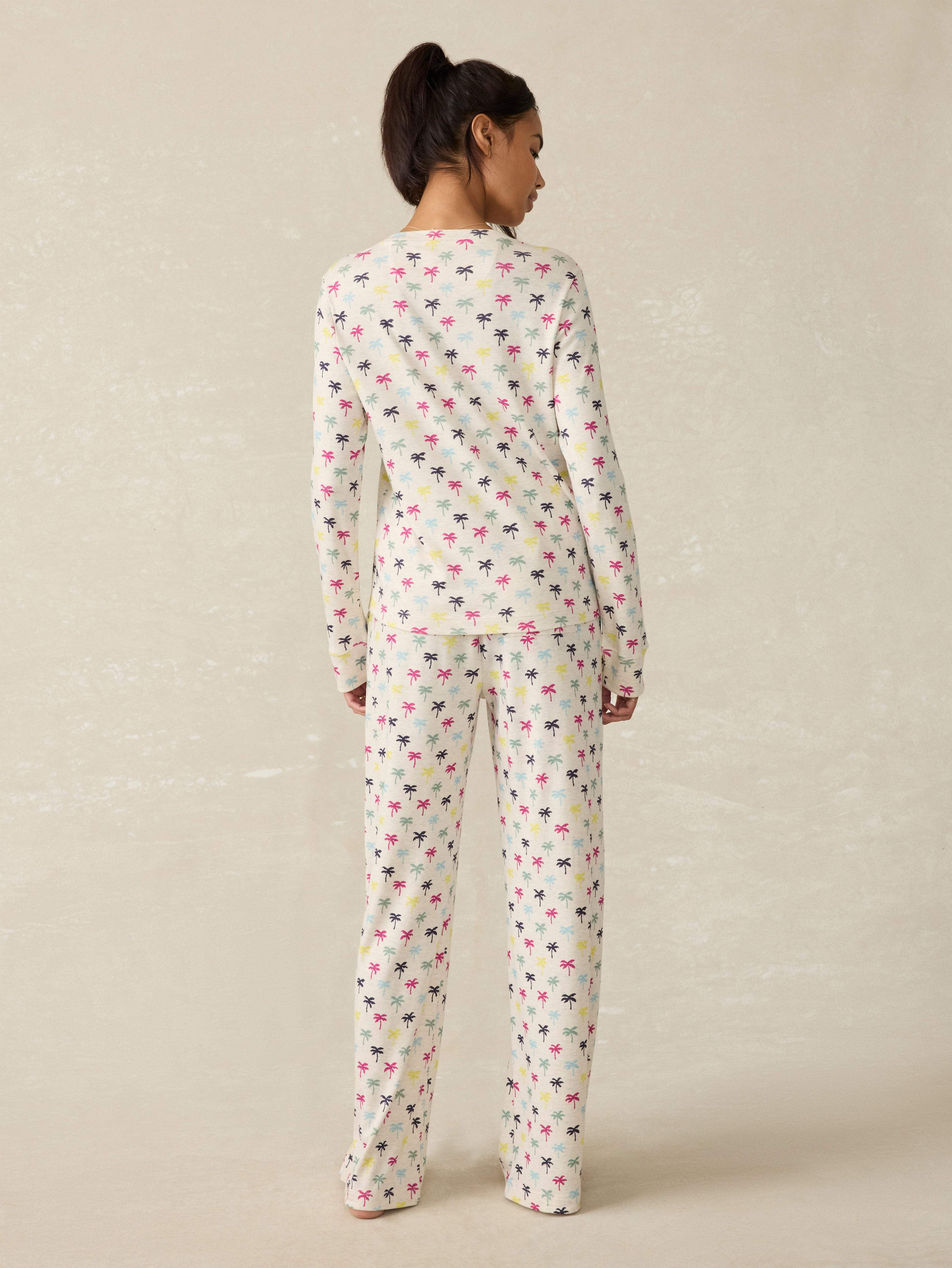 Cloud Henley Pajama Pant Set - Sun Valley Palms