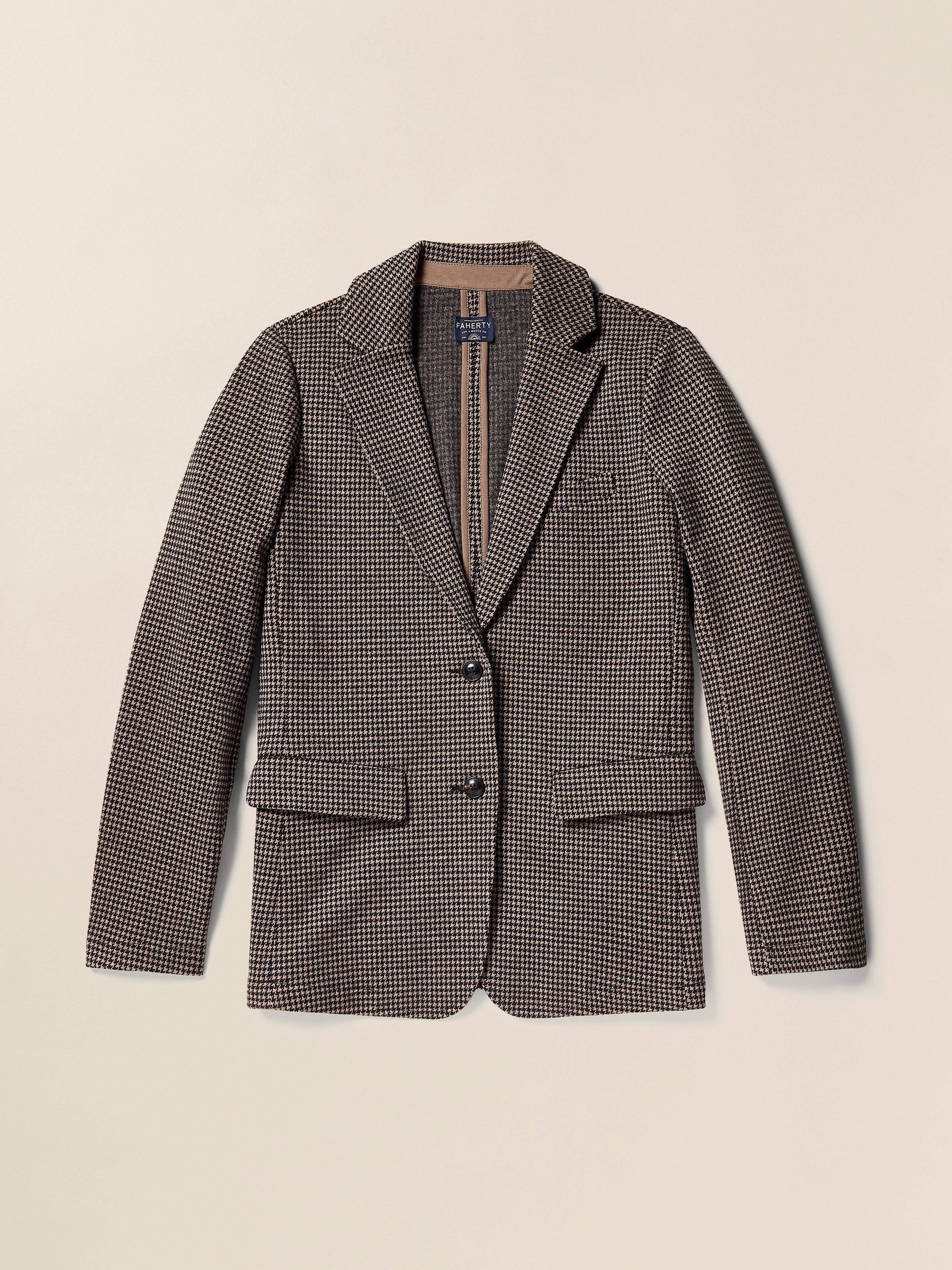 Inlet Knit Tweed Blazer - Mocha Mountain Houndstooth