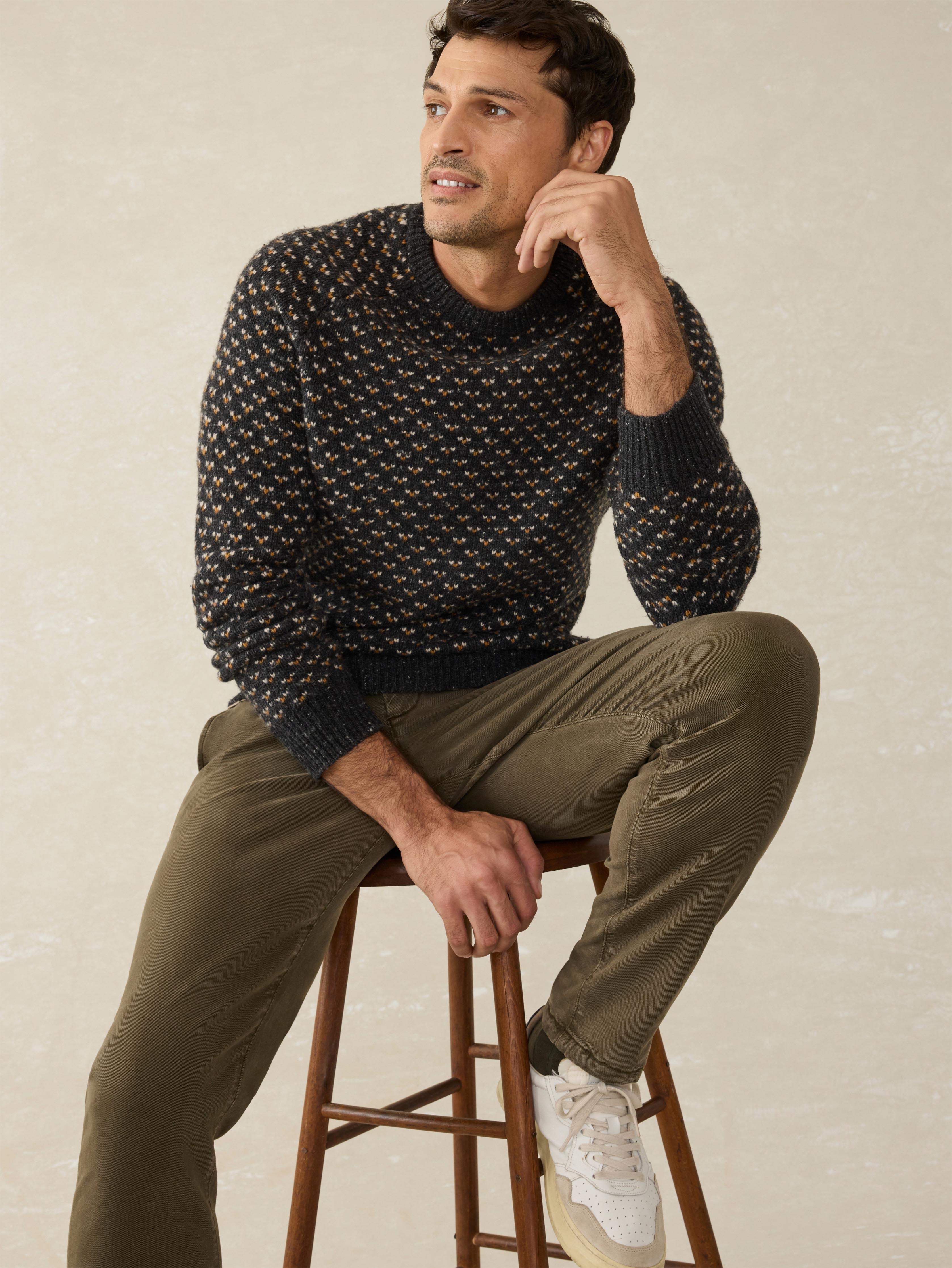Donegal Crew Sweater - Charcoal Birdseye Marl