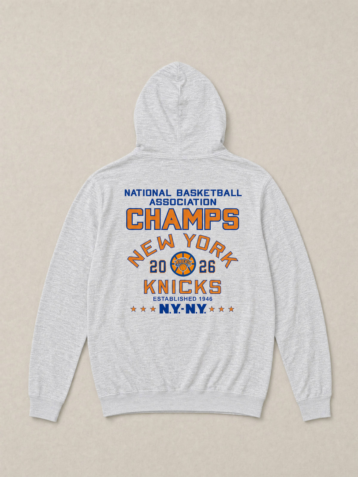 NY Knicks Sunwashed Organic Hoodie - Light Grey Heather | Faherty 