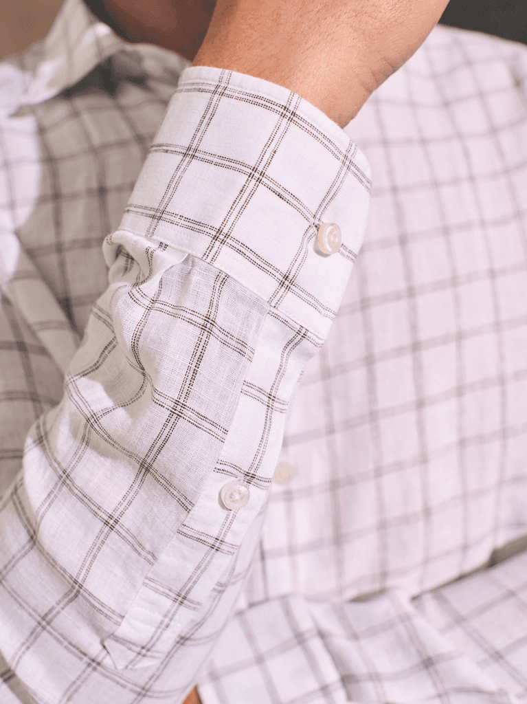 Reserve Long-Sleeve Linen Shirt - White Walnut Windowpane