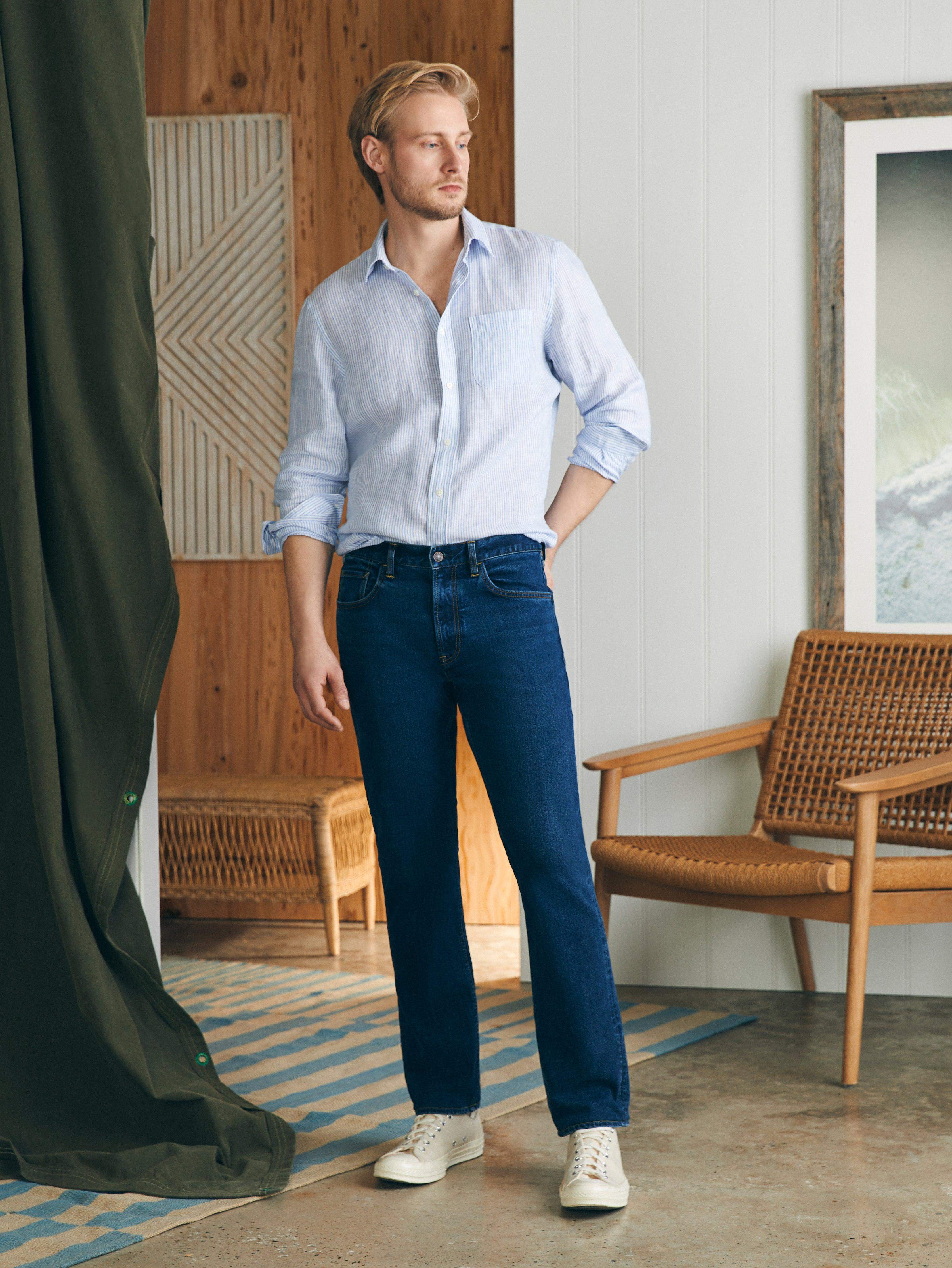 Organic Cotton Slim Straight Denim - Cove Point Wash