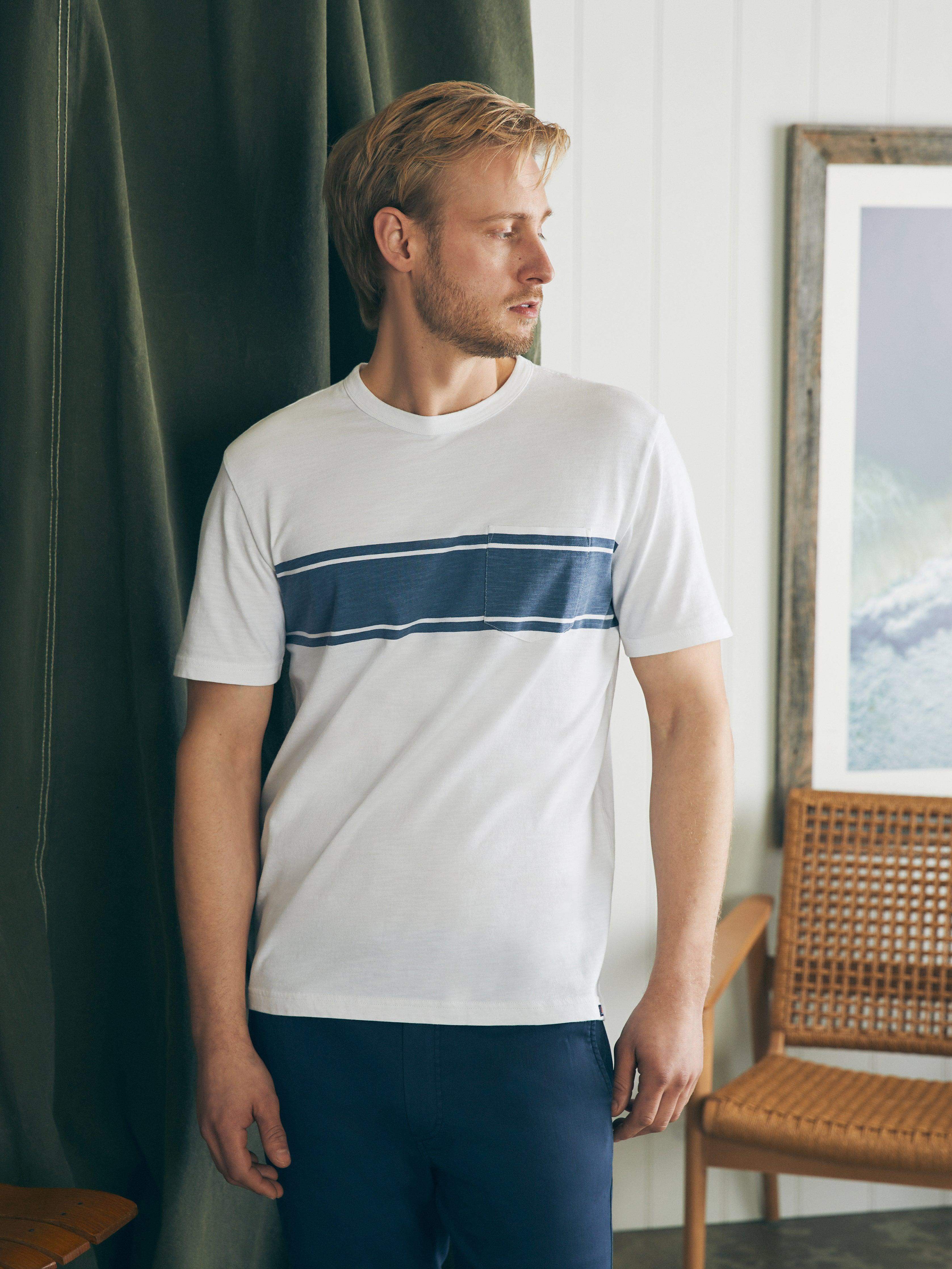 Surf Stripe Sunwashed Tee (Tall) - White