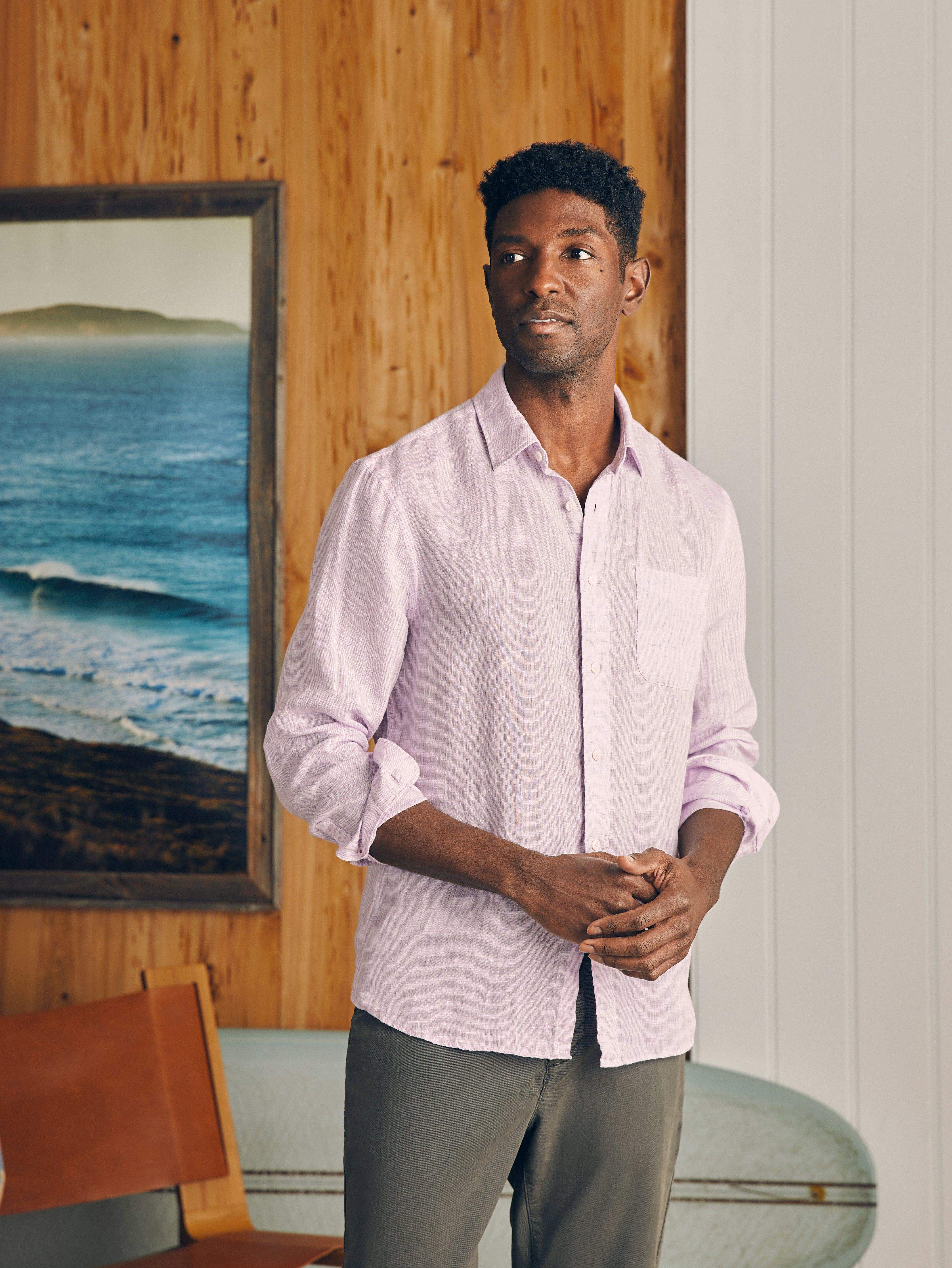 Linen Laguna Shirt (Tall) - Lavender Melange