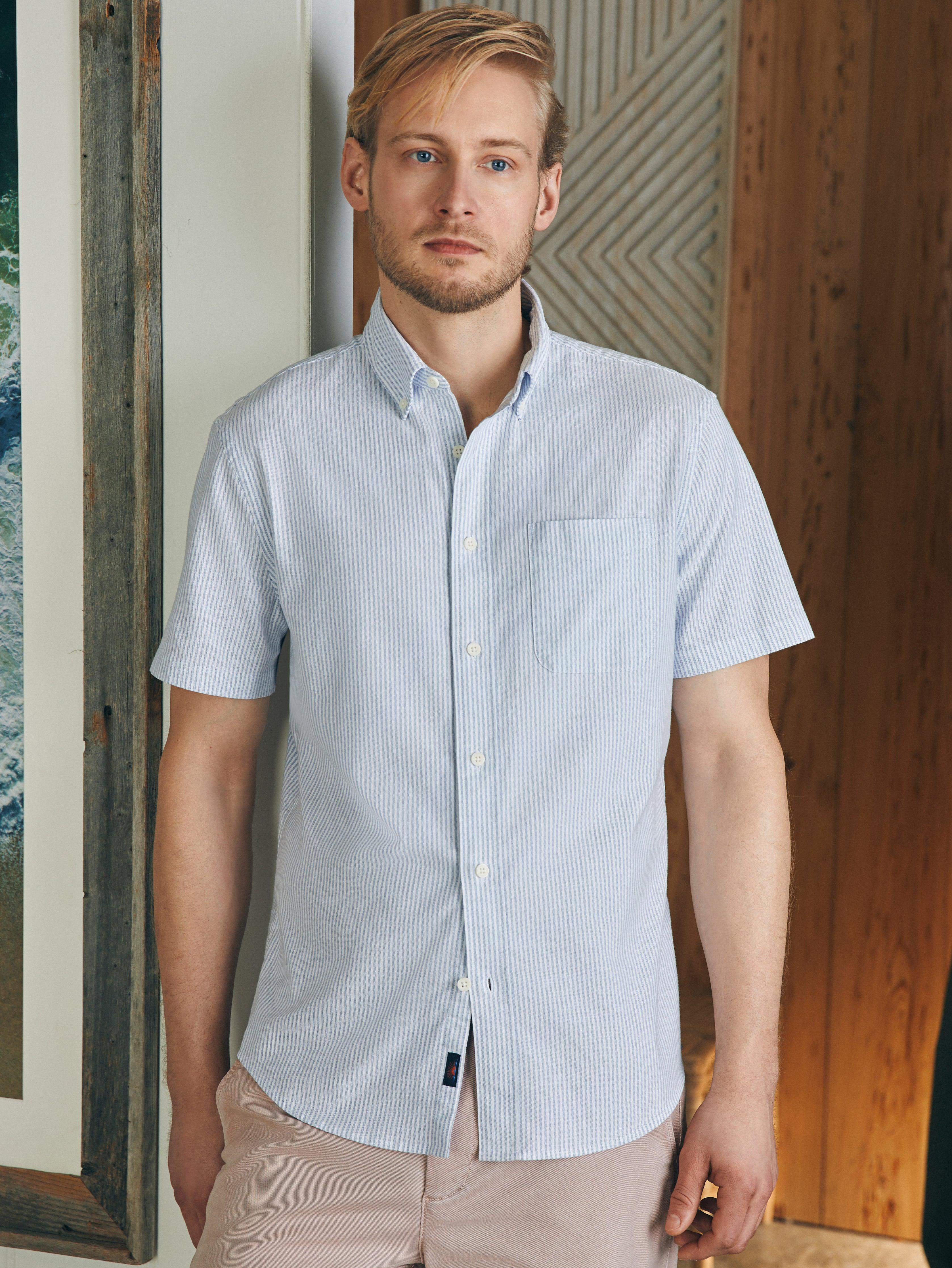 Short-Sleeve Supima Oxford Shirt - Classic Stripe
