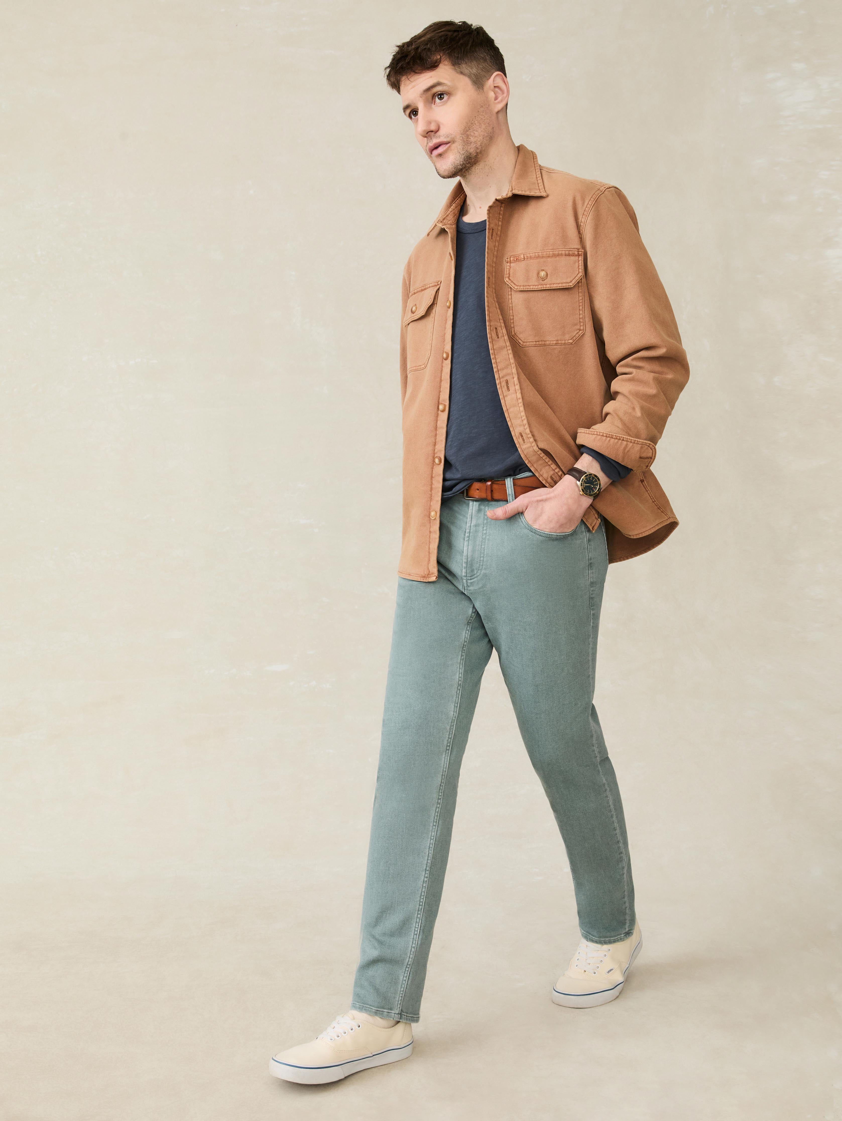 Stretch Terry 5-Pocket - Ocean Glass