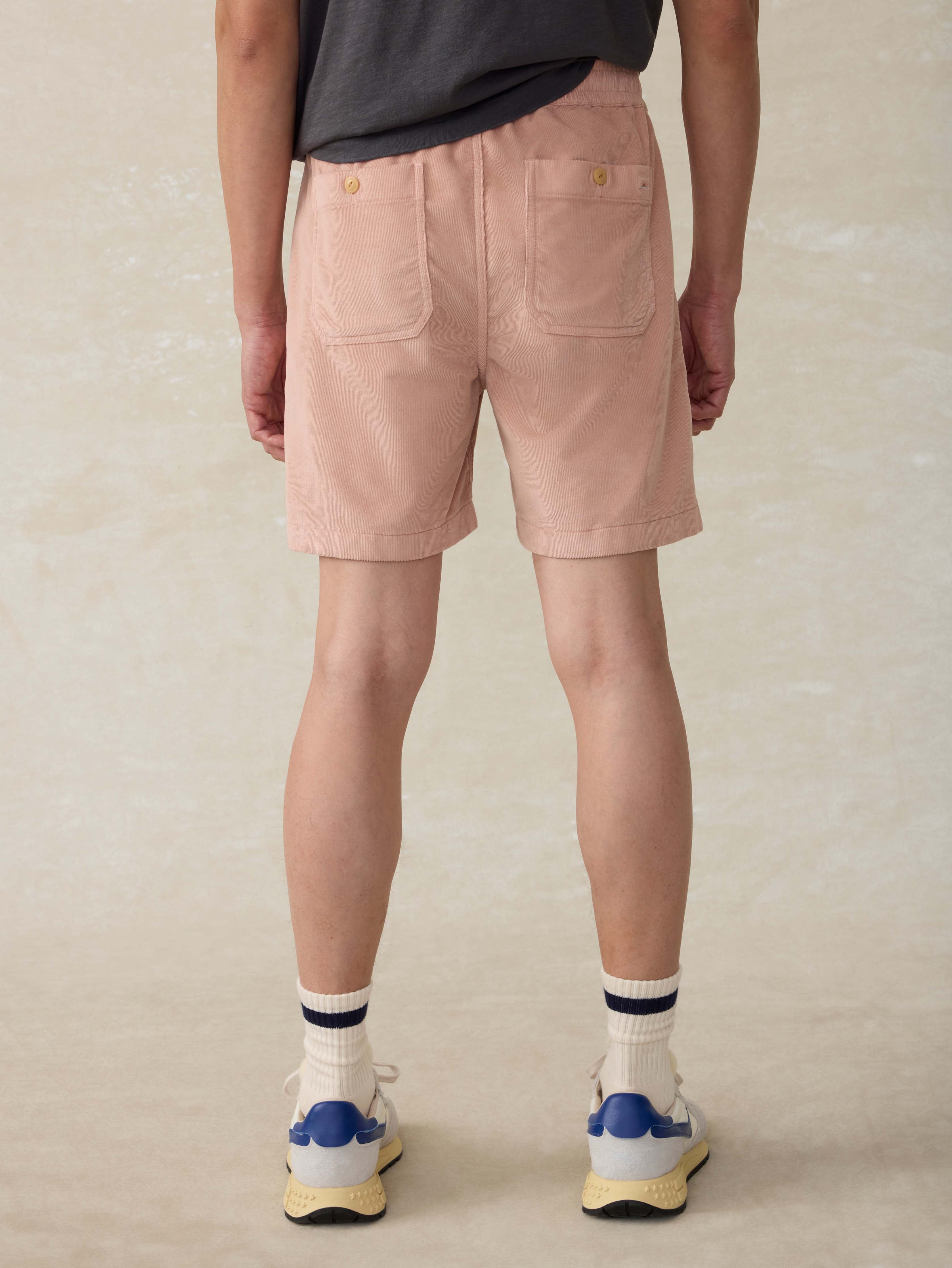 Corduroy Drawstring Utility Short - Coral Dawn