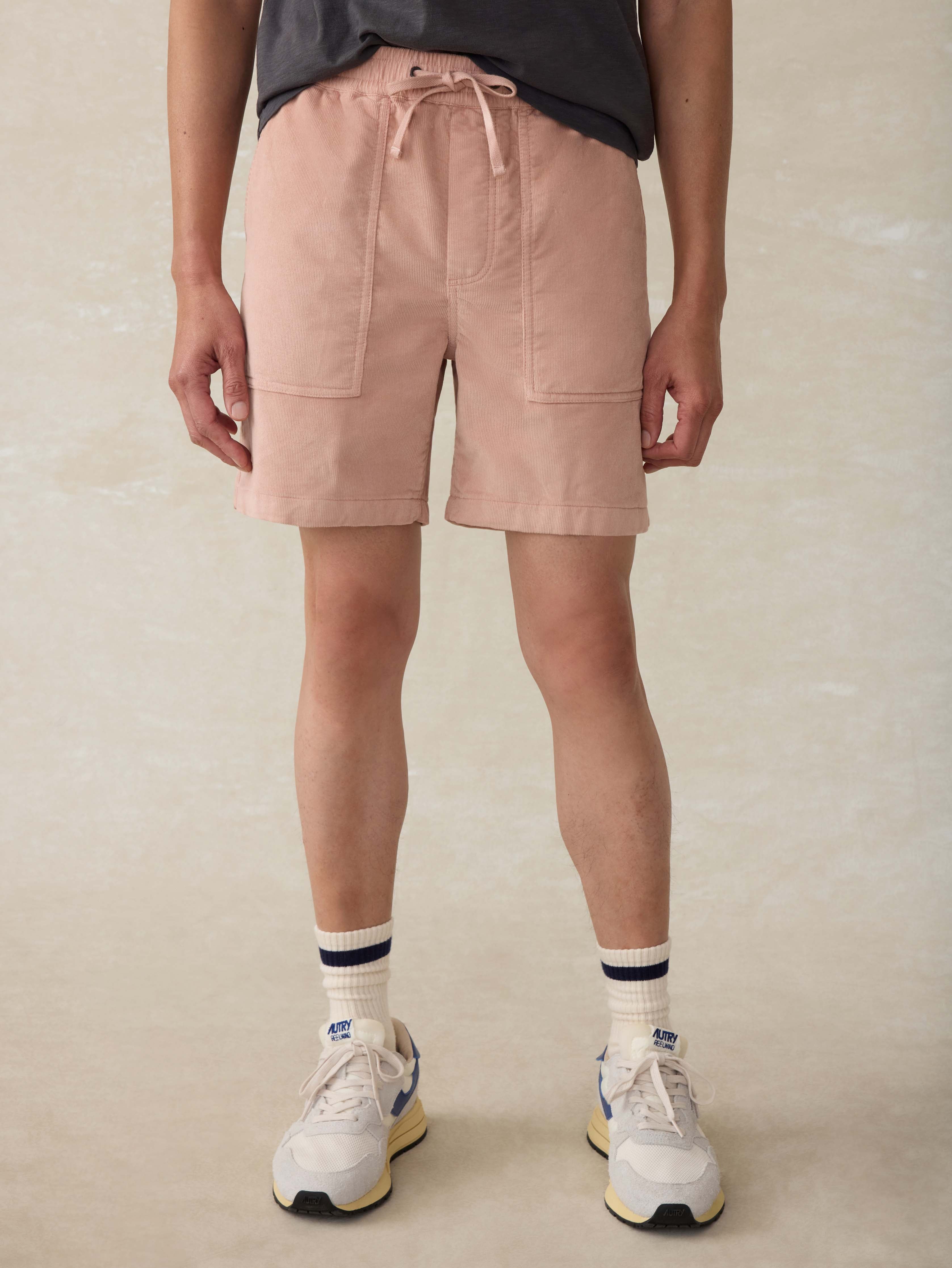 Corduroy Drawstring Utility Short - Coral Dawn
